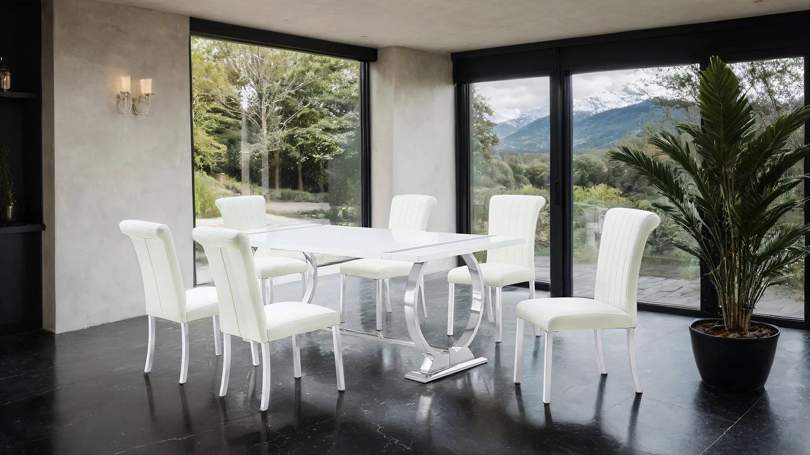 Holbaek 5 Pc. Dining Table Set, Silver - 80", SW Chair - Image 2