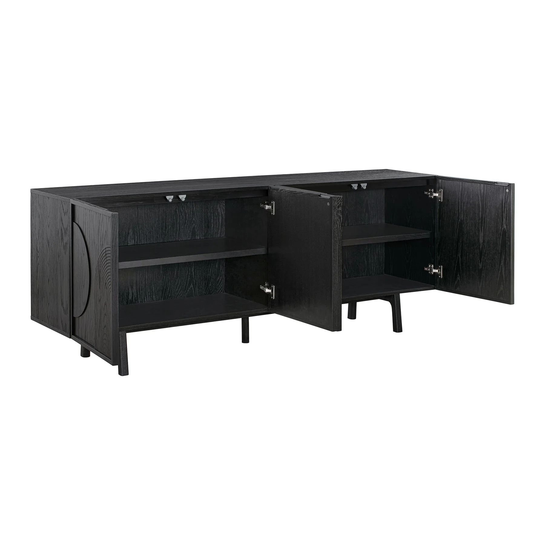 Holland 4 Door Sideboard Buffet in Black Brushed Oak Wood - Image 3