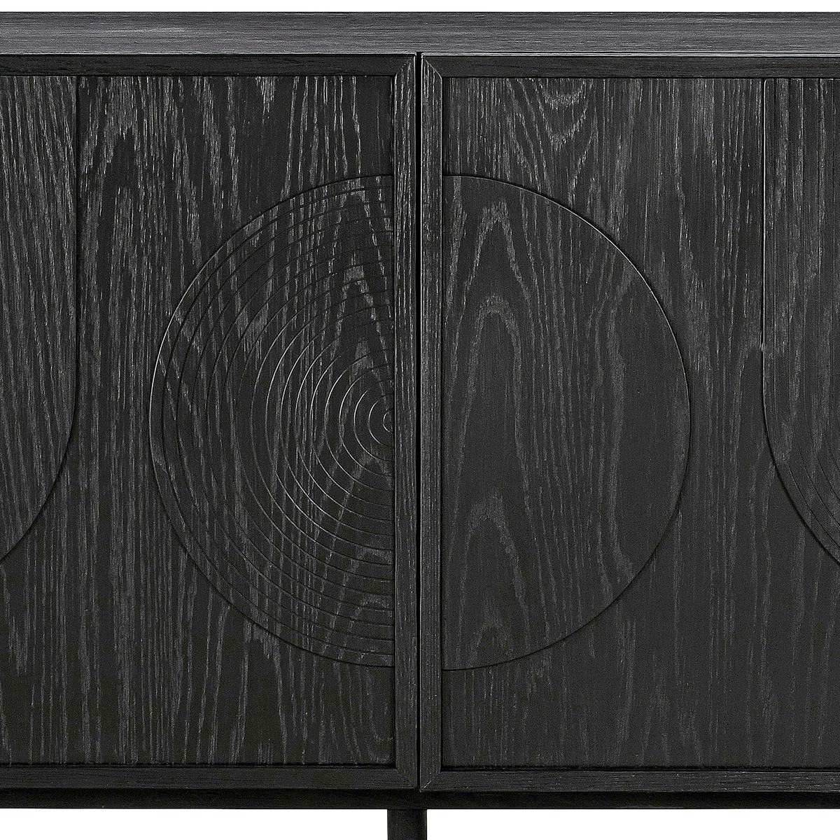 Holland 4 Door Sideboard Buffet in Black Brushed Oak Wood - Image 7