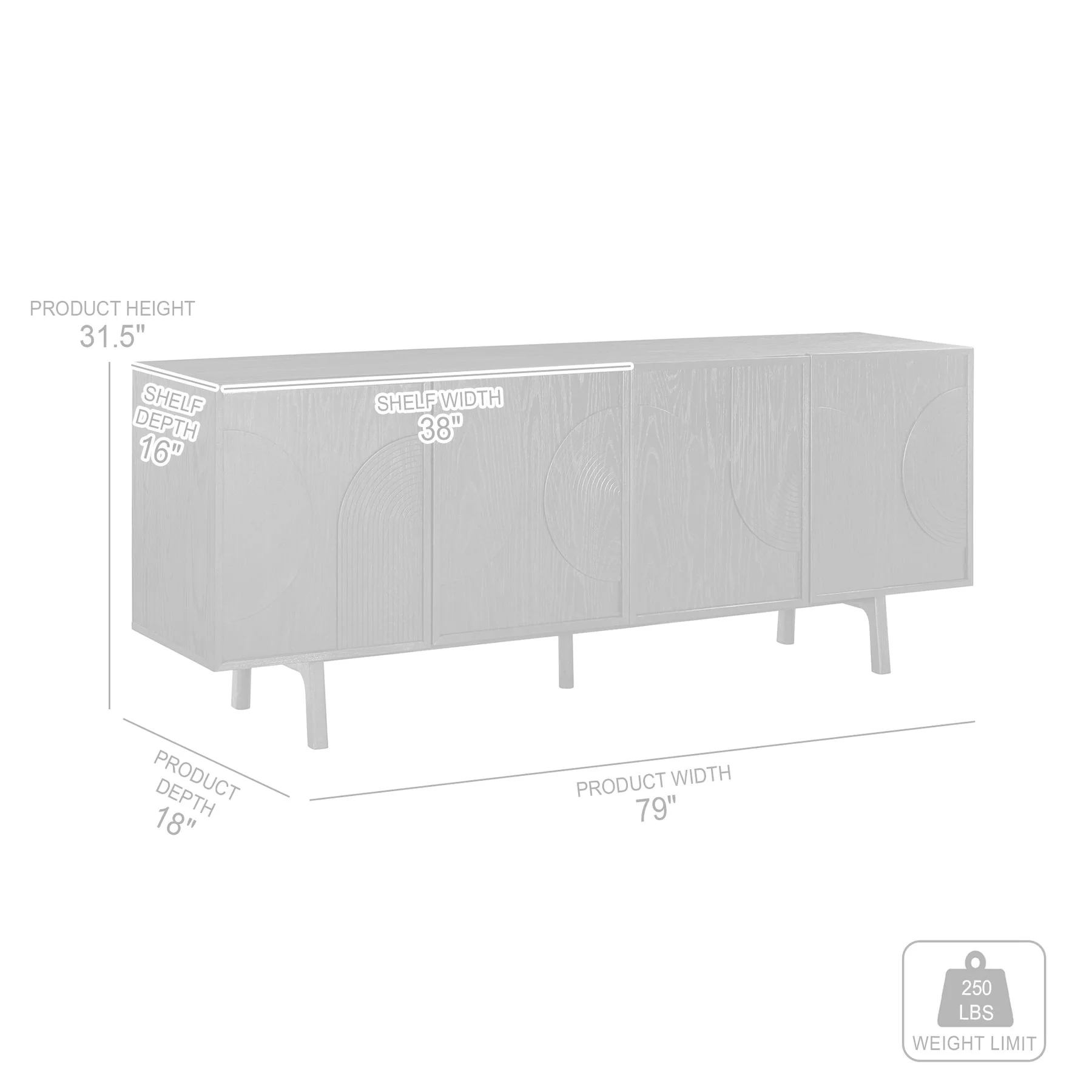 Holland 4 Door Sideboard Buffet in Black Brushed Oak Wood - Image 9