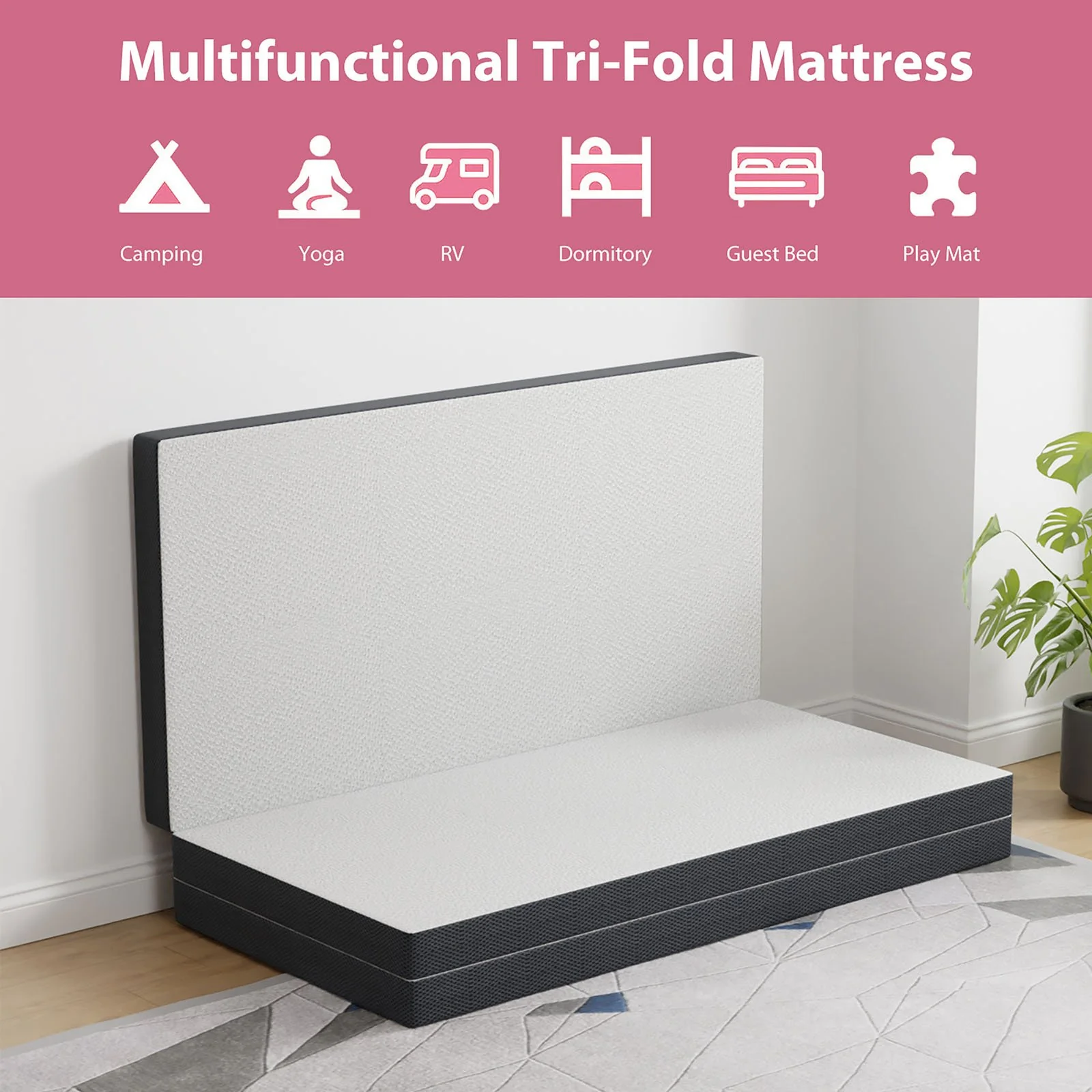 Hollyhock 3" Full Tri-Fold Memory Foam Topper - Image 6