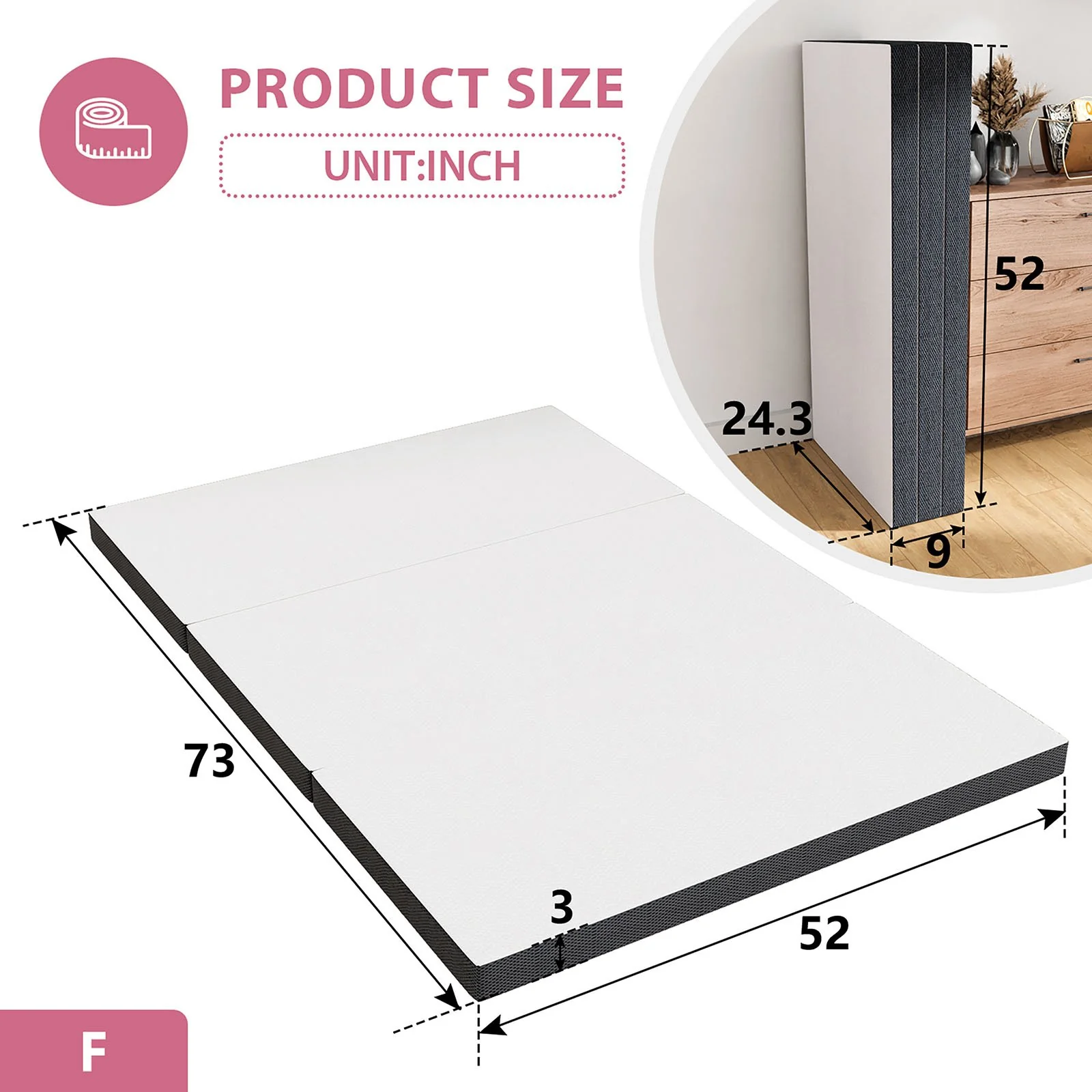 Hollyhock 3" Full Tri-Fold Memory Foam Topper - Image 8