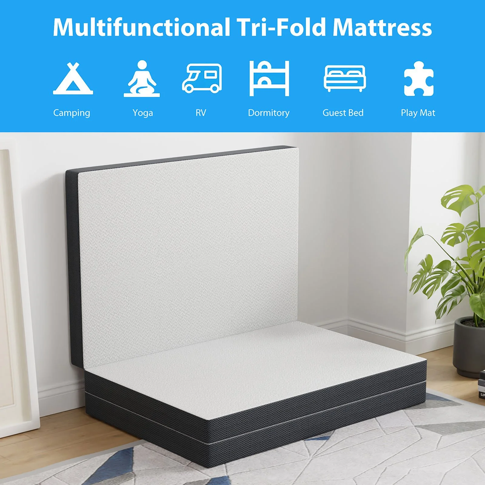 Hollyhock 3" Twin Tri-Fold Memory Foam Topper - Image 6
