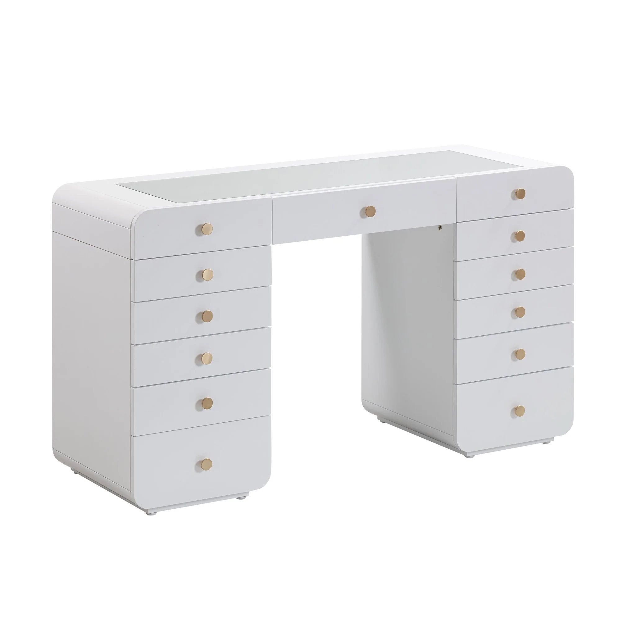 Hollywood White Desk with Vanity Mirror - Image 3