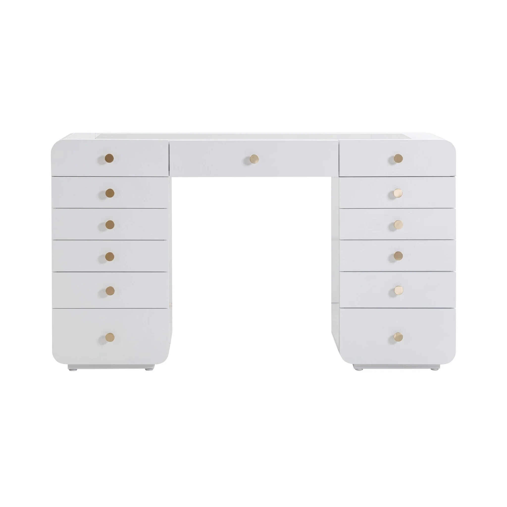 Hollywood White Desk with Vanity Mirror - Image 4