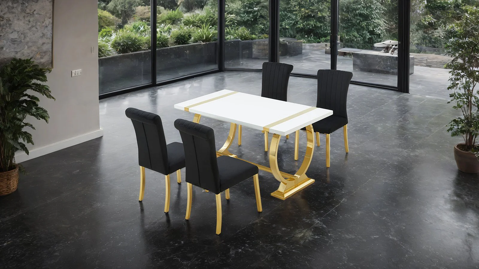 Holstebro Black Side Chair (2/CTN), Gold Frame - Image 2