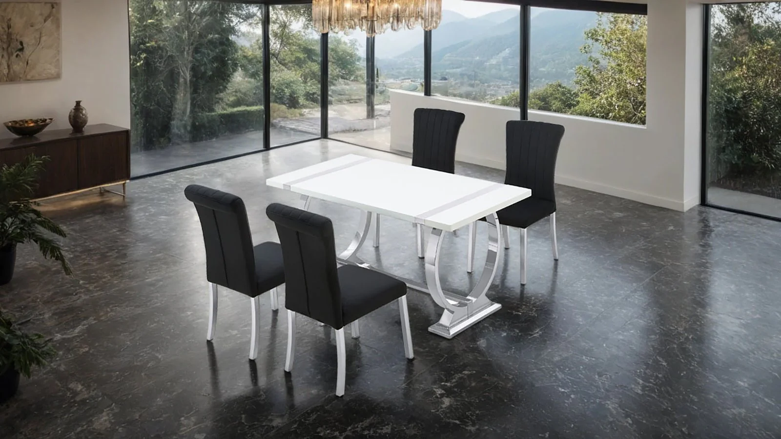 Holstebro Black Side Chair (2/CTN), Silver Frame - Image 2