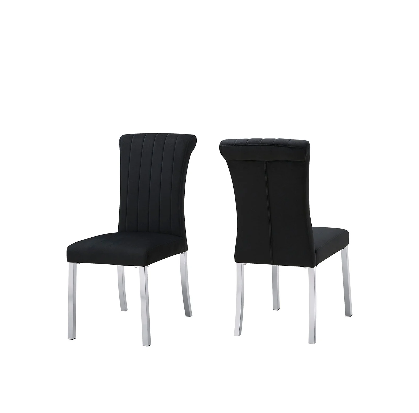 Holstebro Black Side Chair (2/CTN), Silver Frame - Image 3