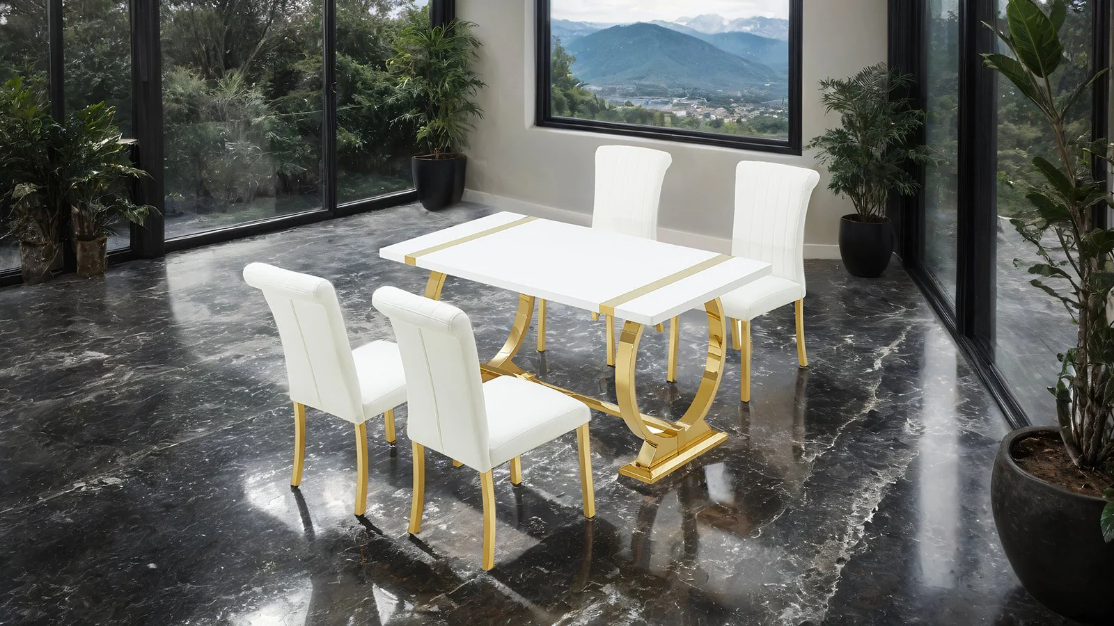 Holstebro White Side Chair (2/CTN), Gold Frame - Image 2