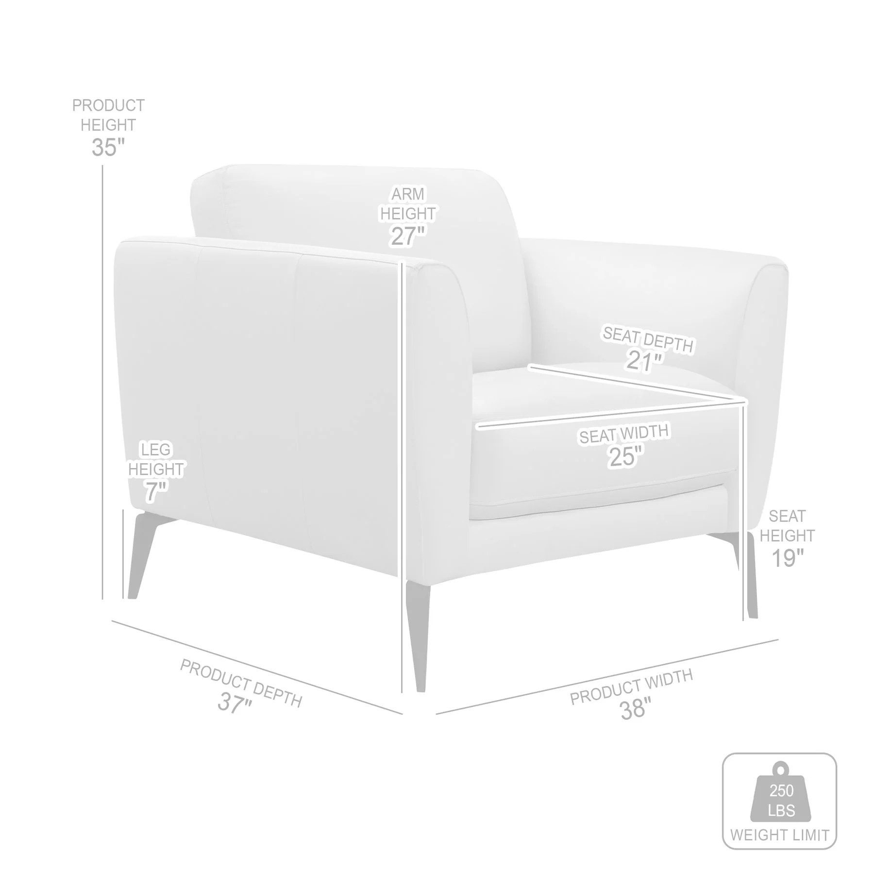 Hope Contemporary Chair in Genuine Dove Gray Leather with Black Metal Legs - Image 5