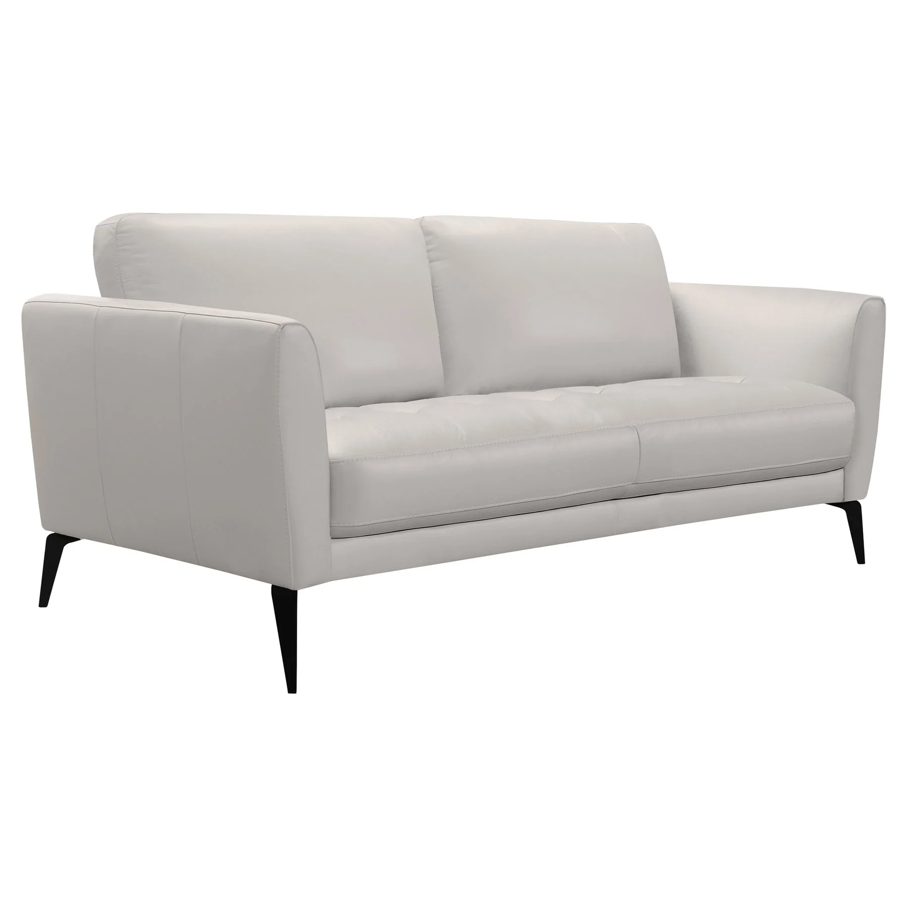 Hope Contemporary Sofa in Genuine Dove Gray Leather with Black Metal Legs - Image 2