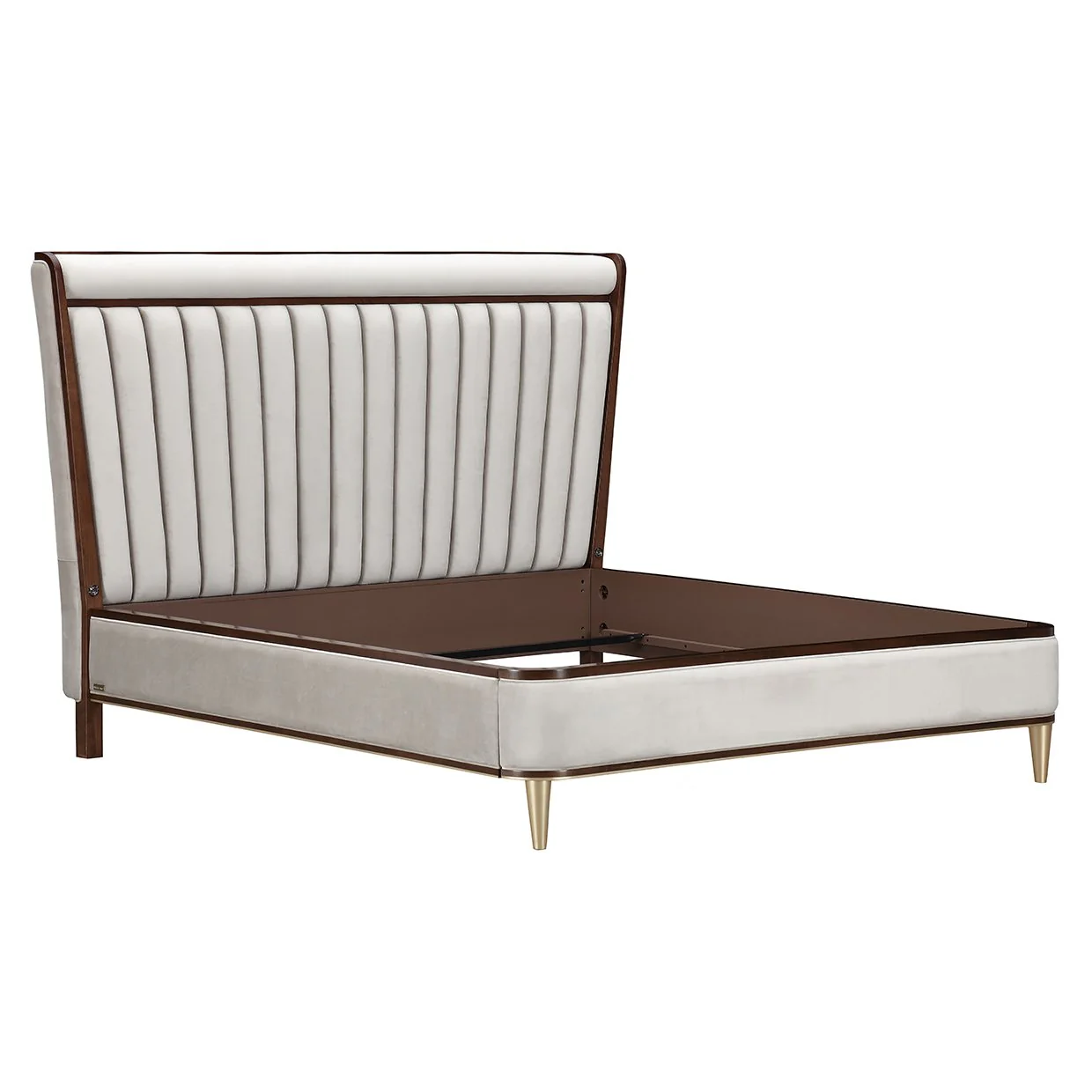 Houston Eastern King Channel Tufted Panel Bed - Porcini/Walnut - Image 2