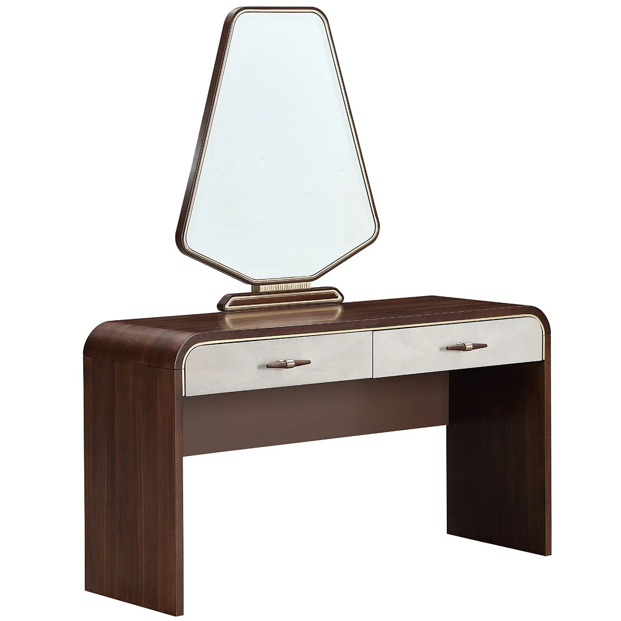 Houston Vanity Table with Mirror - Walnut - Image 7