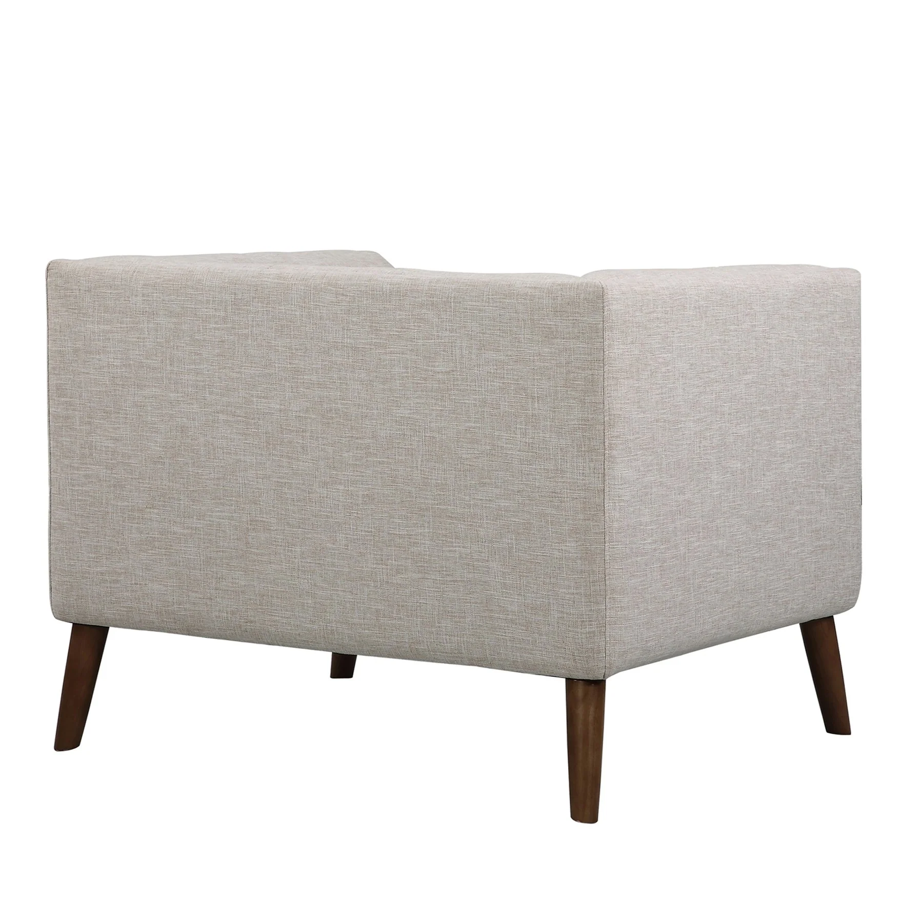 Hudson Mid-Century Button-Tufted Chair in Beige Linen and Walnut Legs - Image 3
