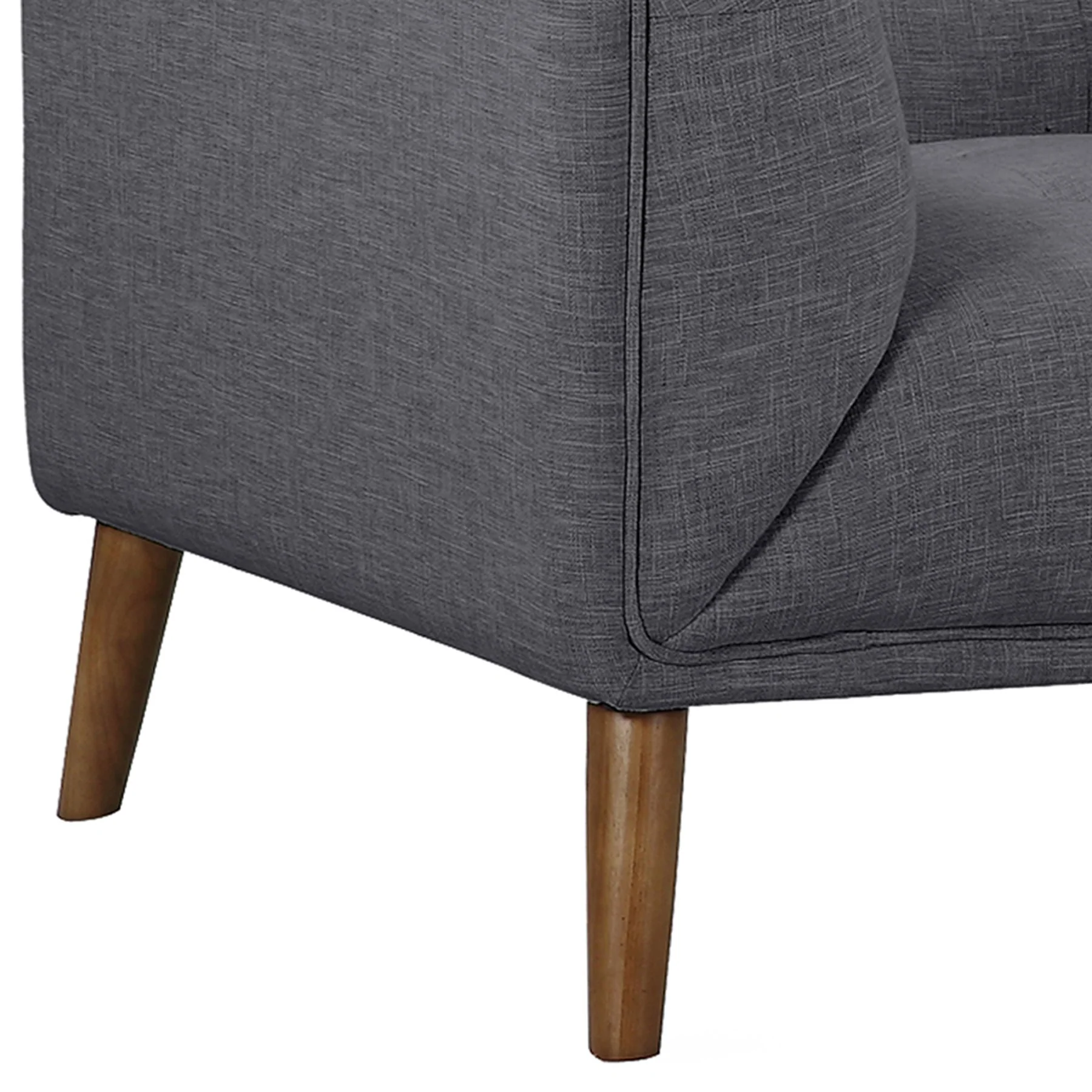 Hudson Mid-Century Button-Tufted Chair in Dark Gray Linen and Walnut Legs - Image 5