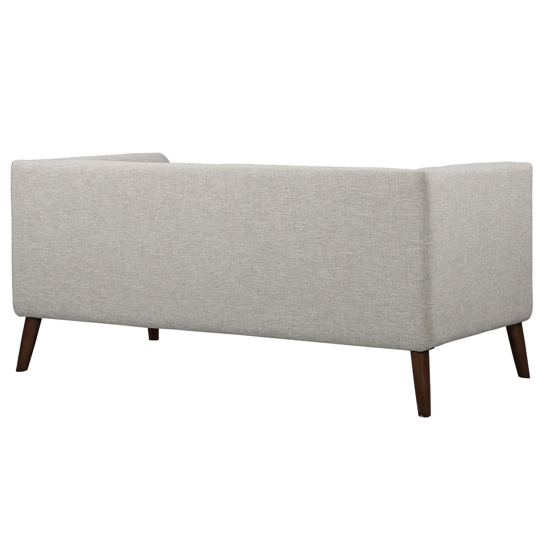 Hudson Mid-Century Button-Tufted Loveseat in Beige Linen and Walnut Legs - Image 3