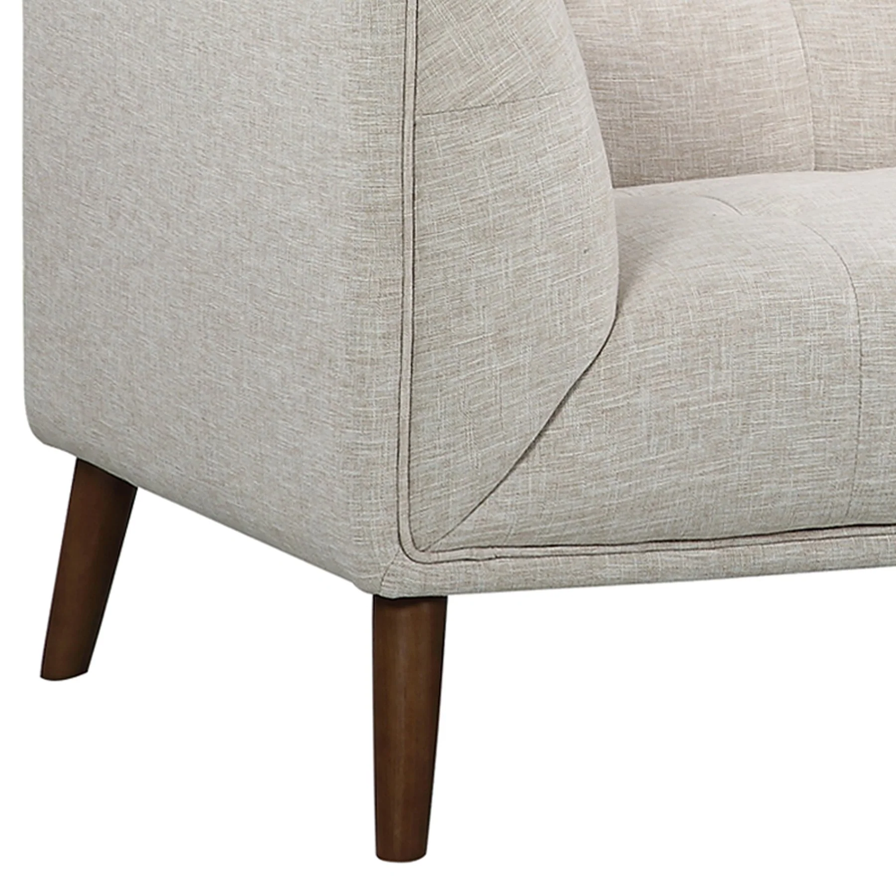 Hudson Mid-Century Button-Tufted Loveseat in Beige Linen and Walnut Legs - Image 5