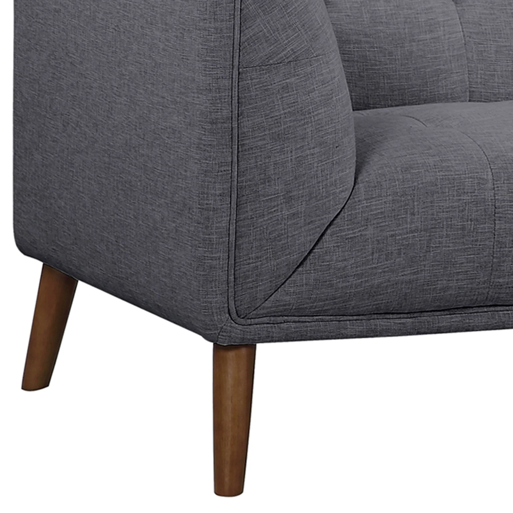 Hudson Mid-Century Button-Tufted Loveseat in Dark Gray Linen and Walnut Legs - Image 5