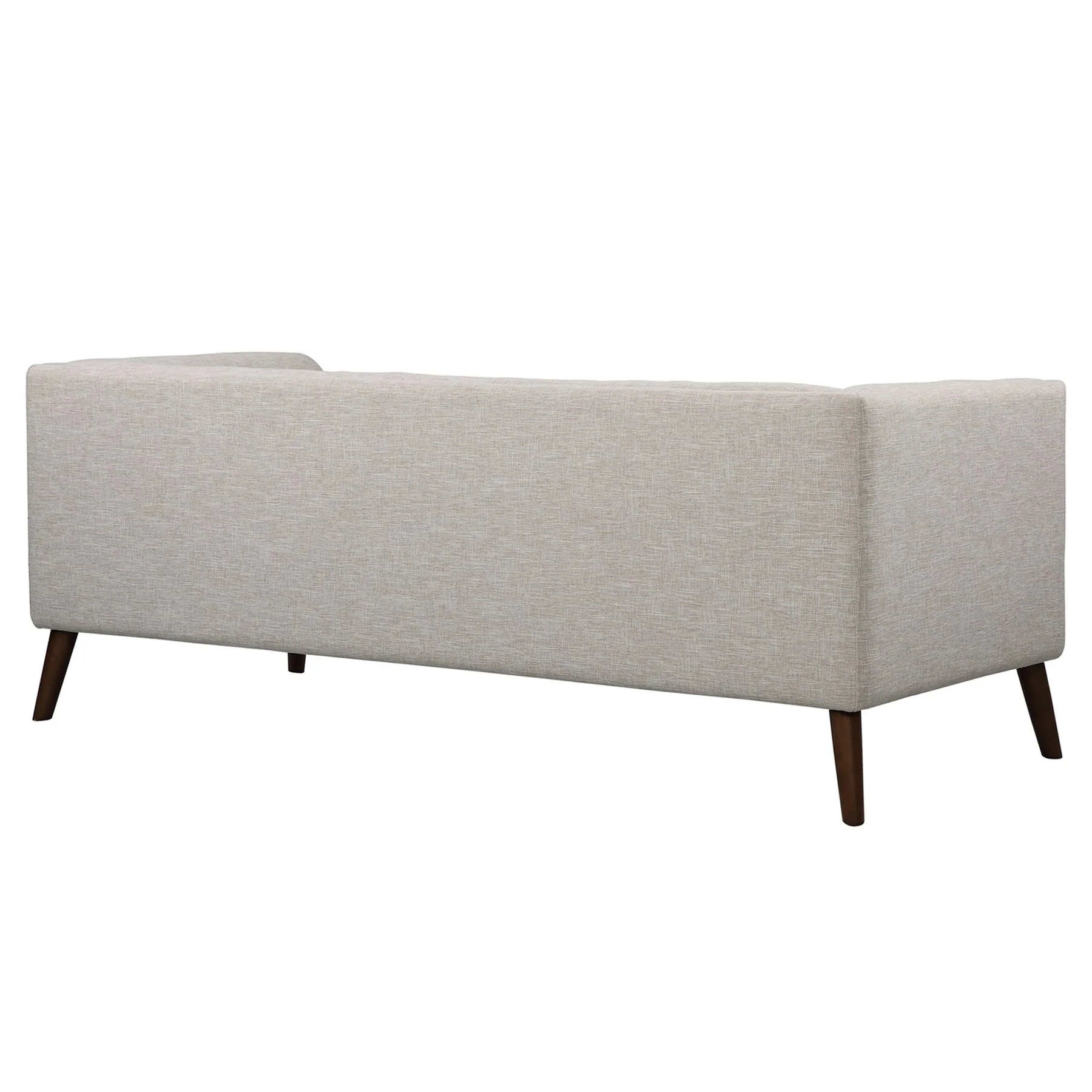 Hudson Mid-Century Button-Tufted Sofa in Beige Linen and Walnut Legs - Image 3