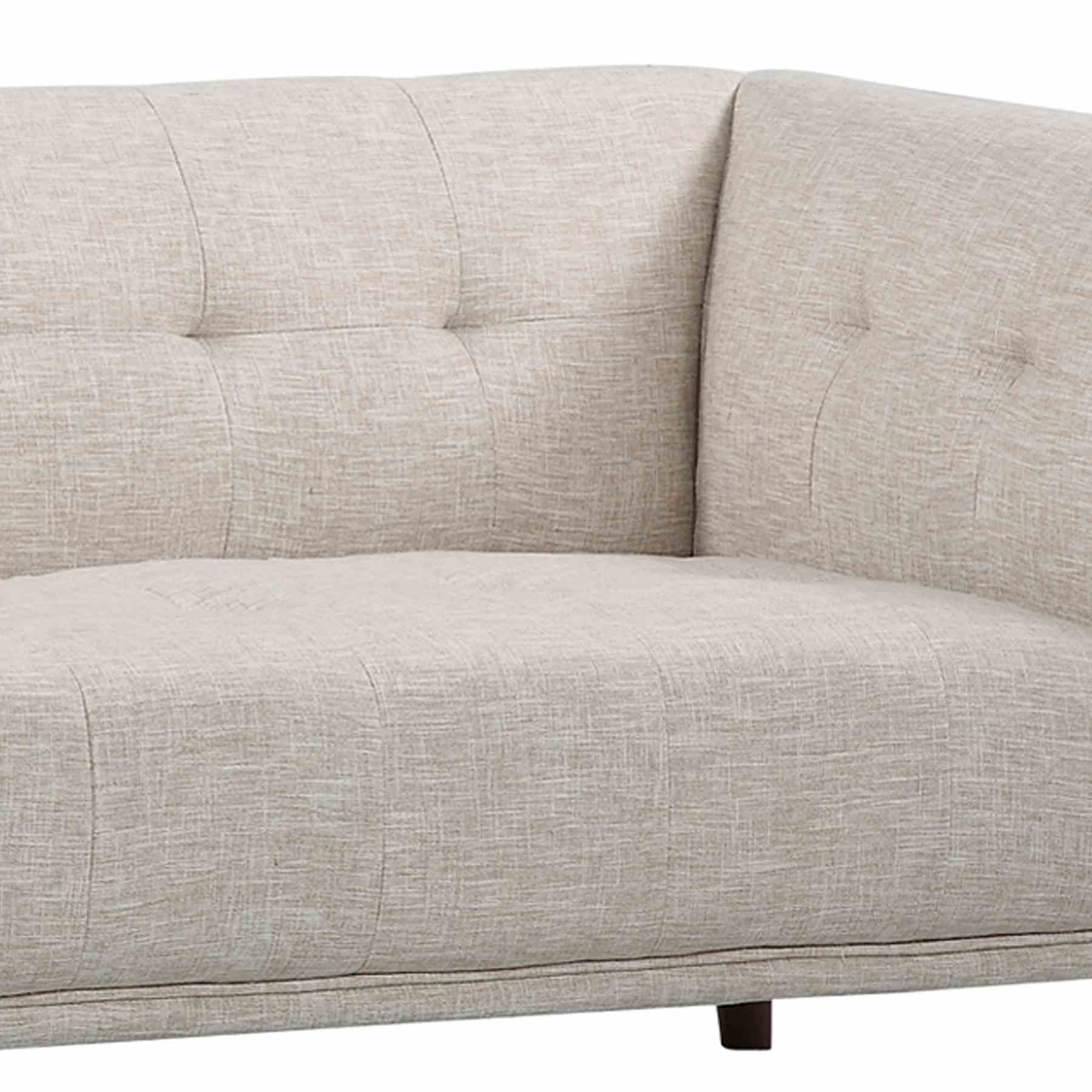 Hudson Mid-Century Button-Tufted Sofa in Beige Linen and Walnut Legs - Image 4