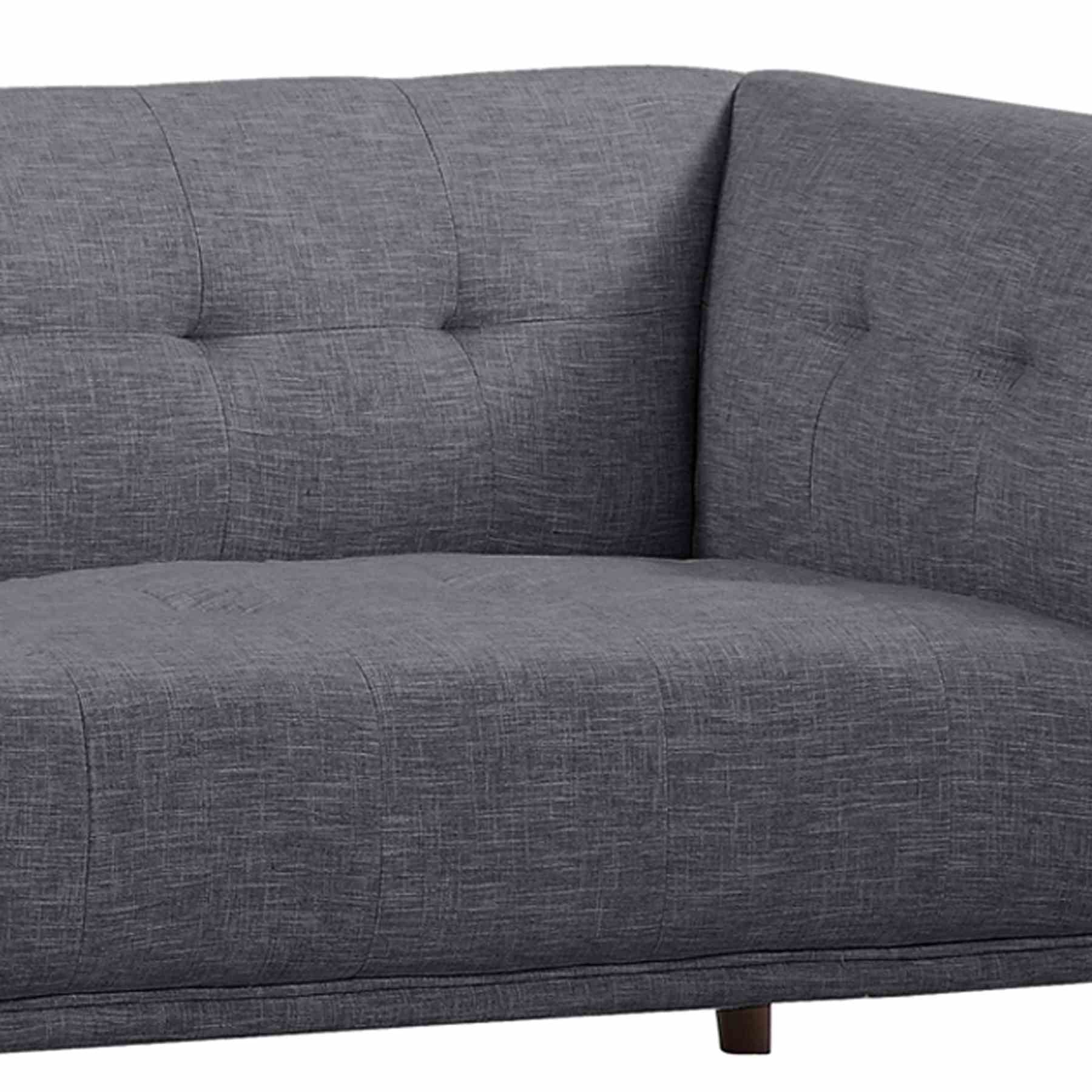 Hudson Mid-Century Button-Tufted Sofa in Dark Gray Linen and Walnut Legs - Image 4