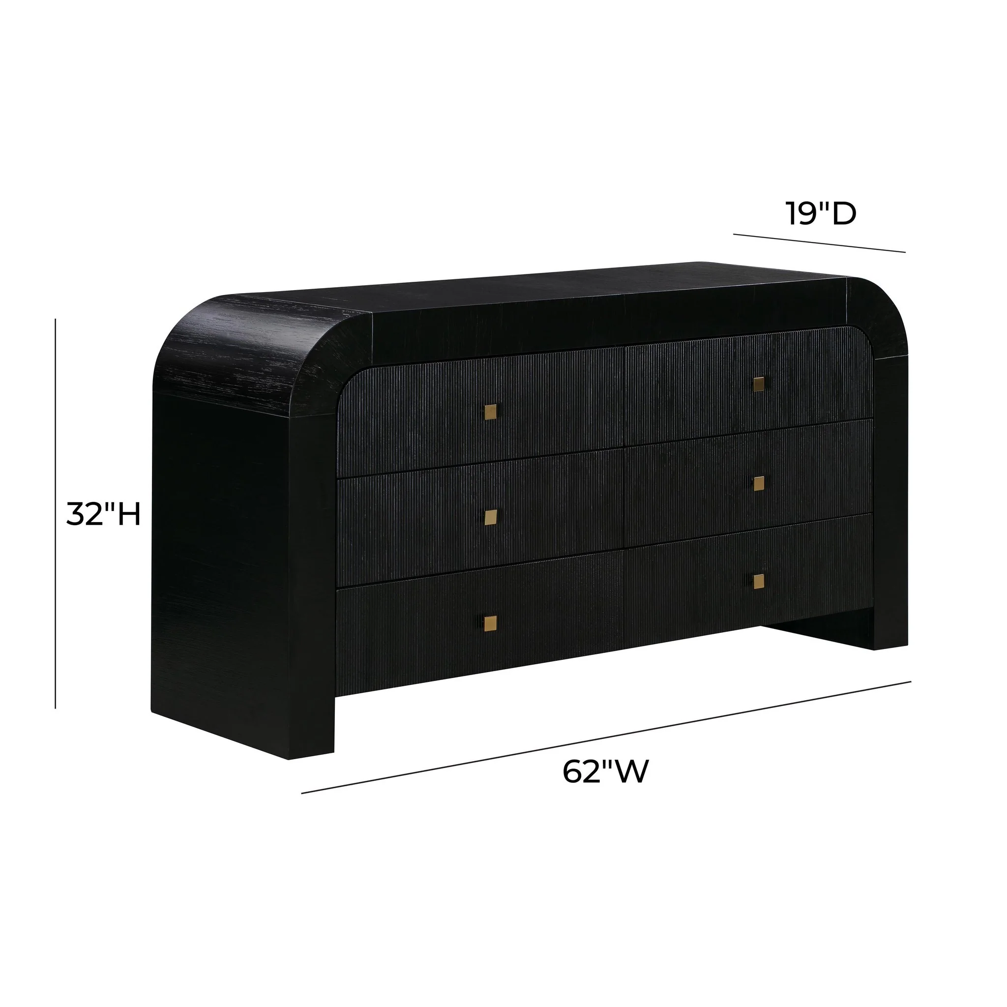 Hump 6 Drawer Black Dresser - Image 9