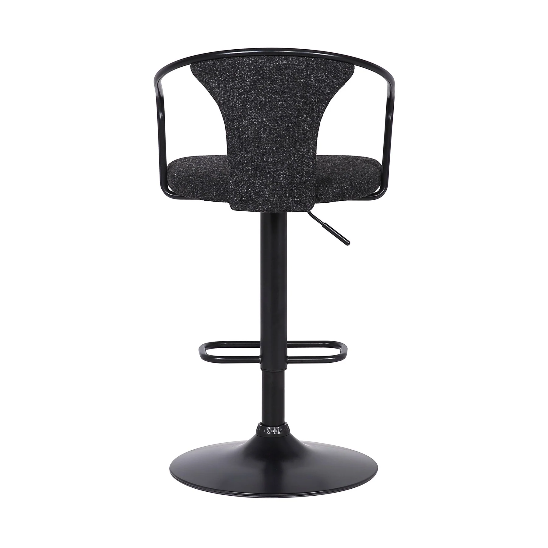 Ian Contemporary Adjustable Barstool in Black Powder Coated Finish and Black Fabric - Image 5