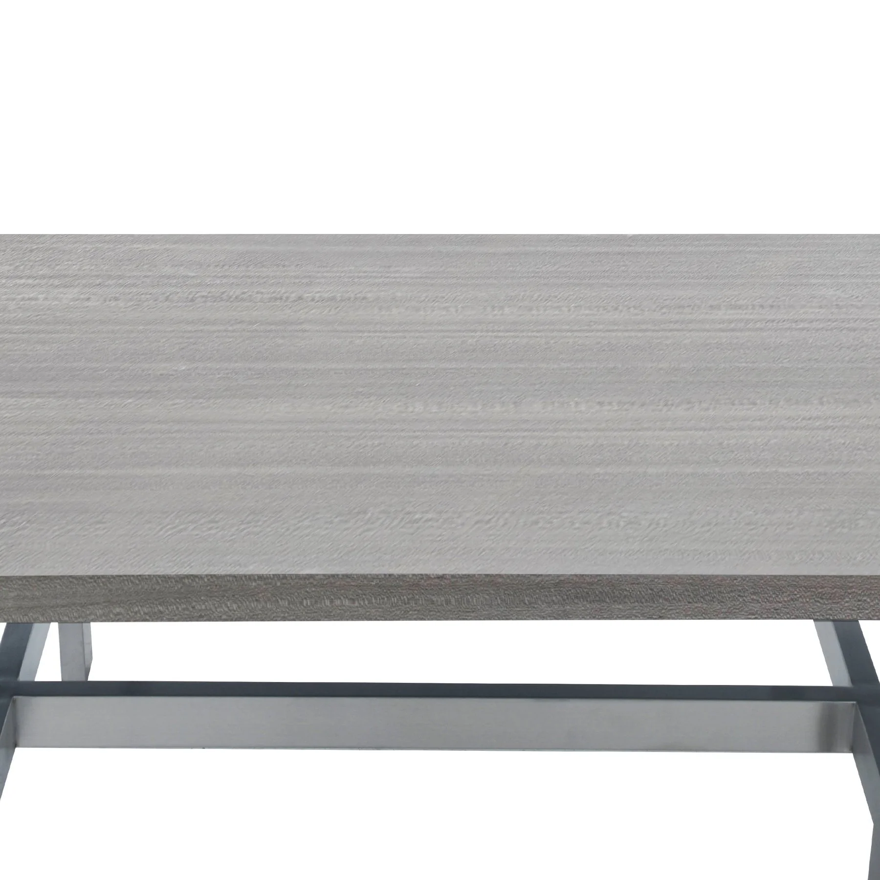 Illusion Gray Wood Coffee Table with Brushed Stainless Steel Base - Image 4