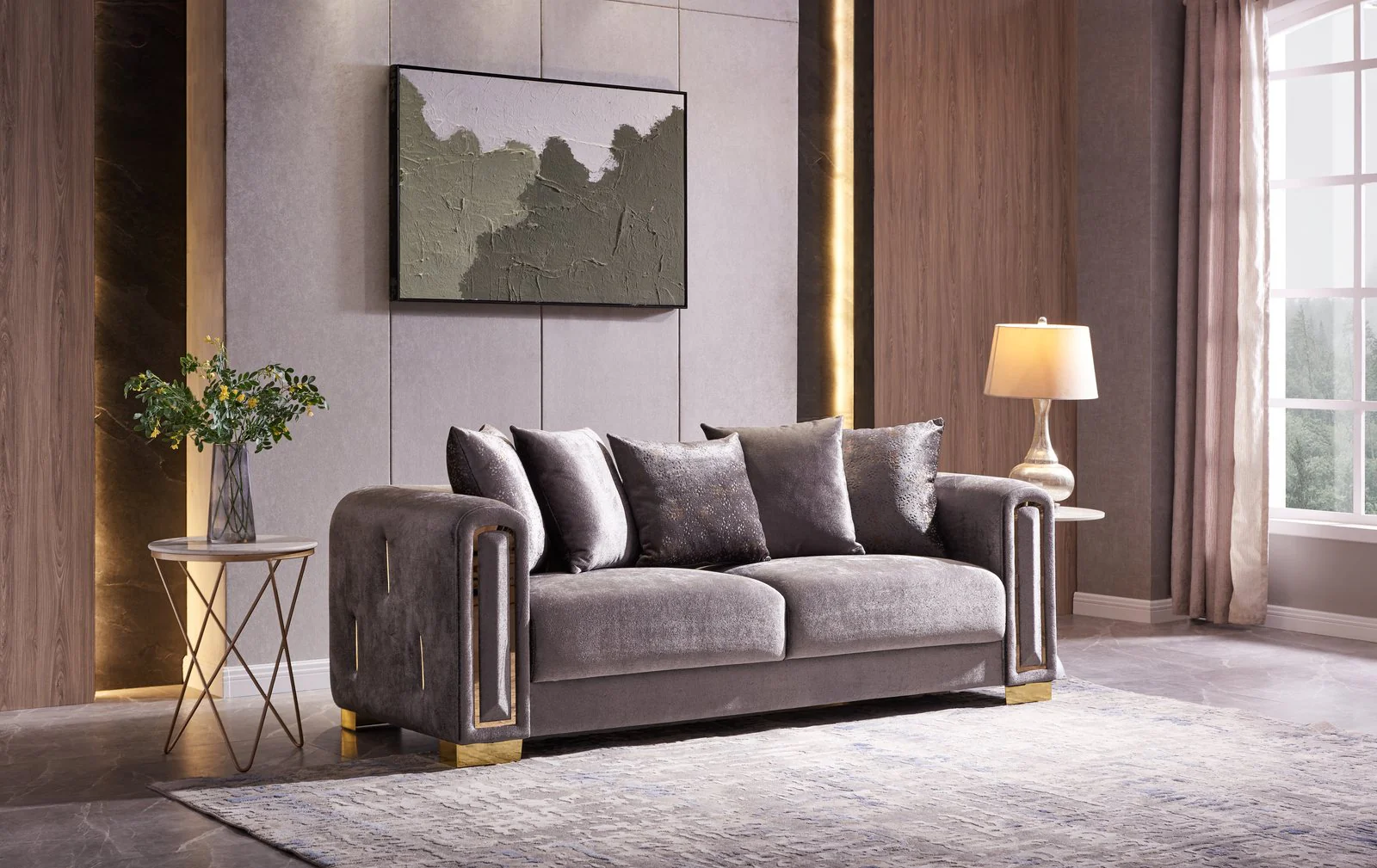 Impreza 2PC Living Room Set Silver - Image 2