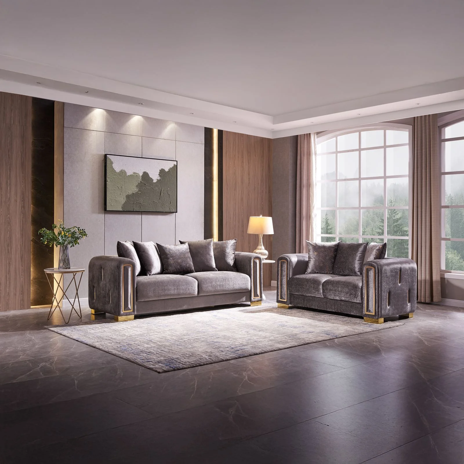 Impreza 2PC Living Room Set Silver - Image 7
