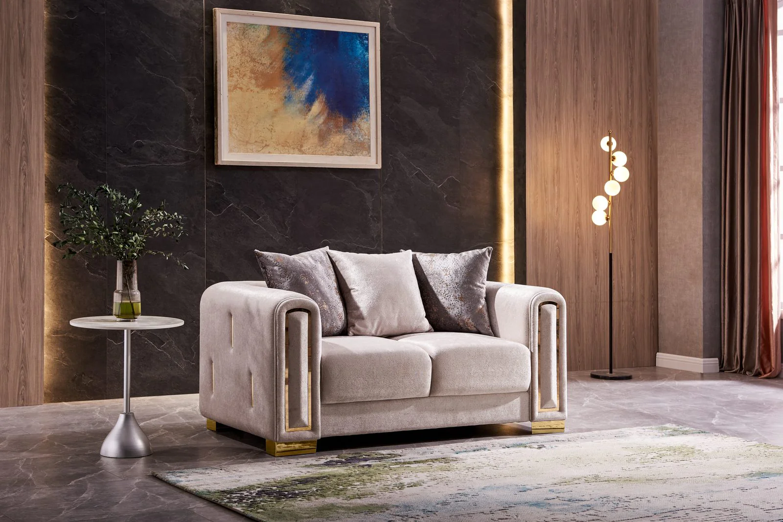 Impreza 3 Pc Living Room set Beige - Image 4