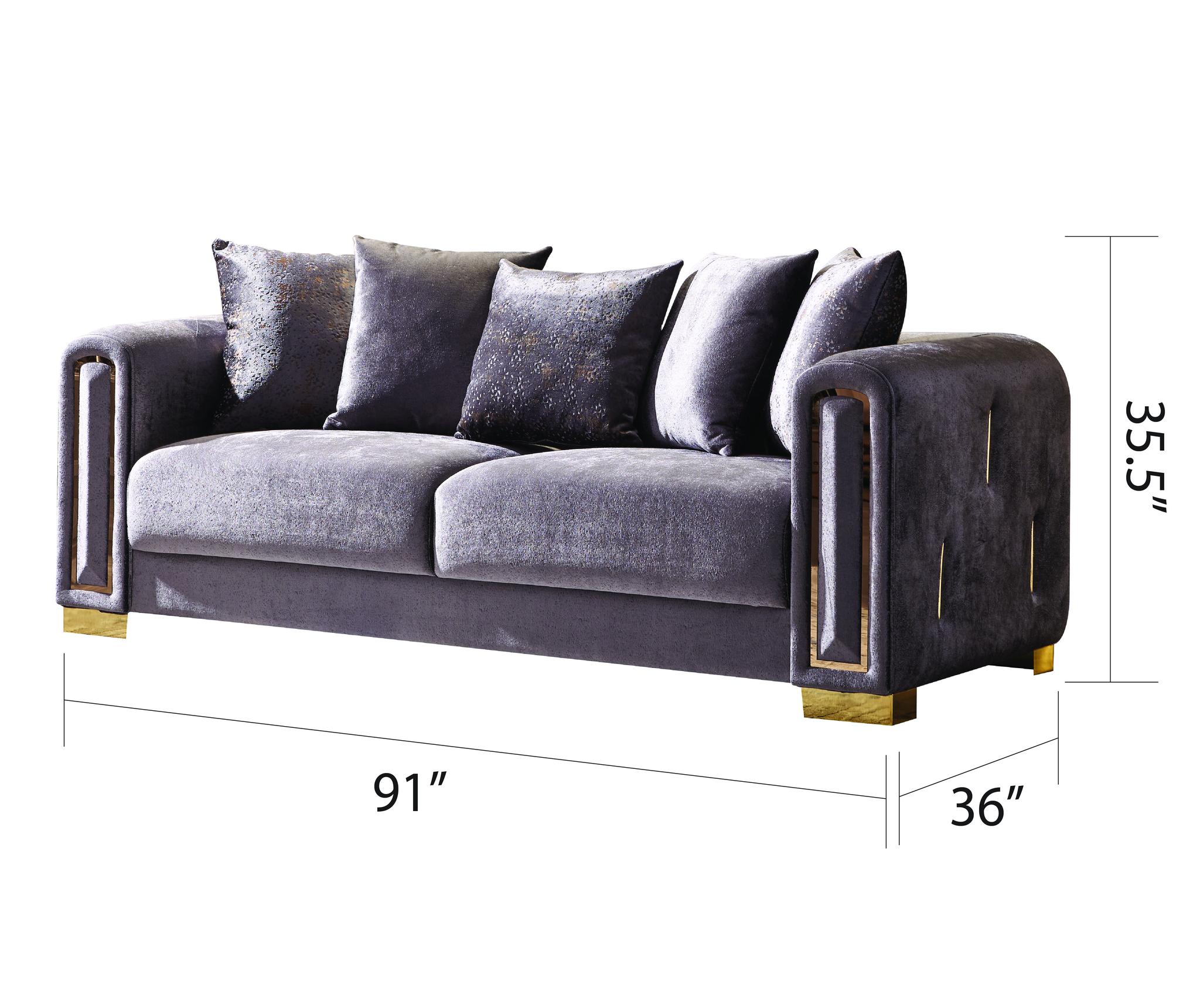 Impreza 3 Pc Living Room set Silver - Image 3