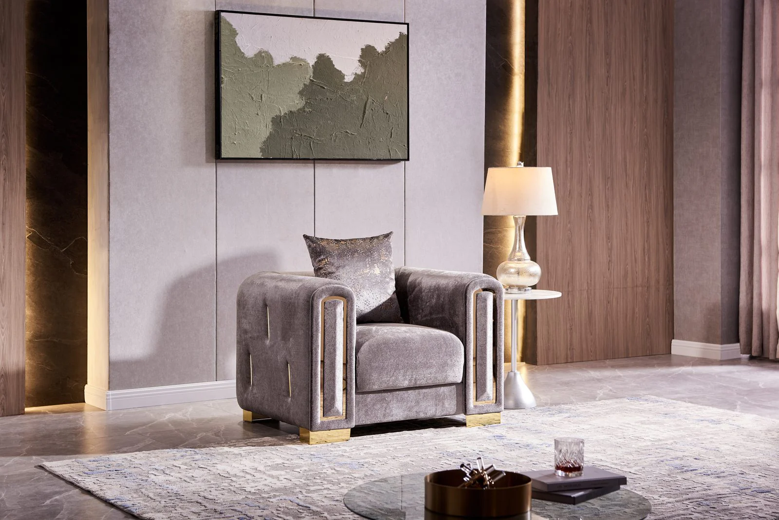 Impreza 3 Pc Living Room set Silver - Image 7