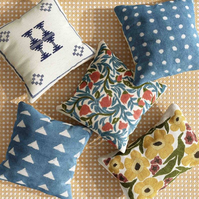 Indigo Dots Cotton 20" Square Accent Pillow - COVER - Image 2