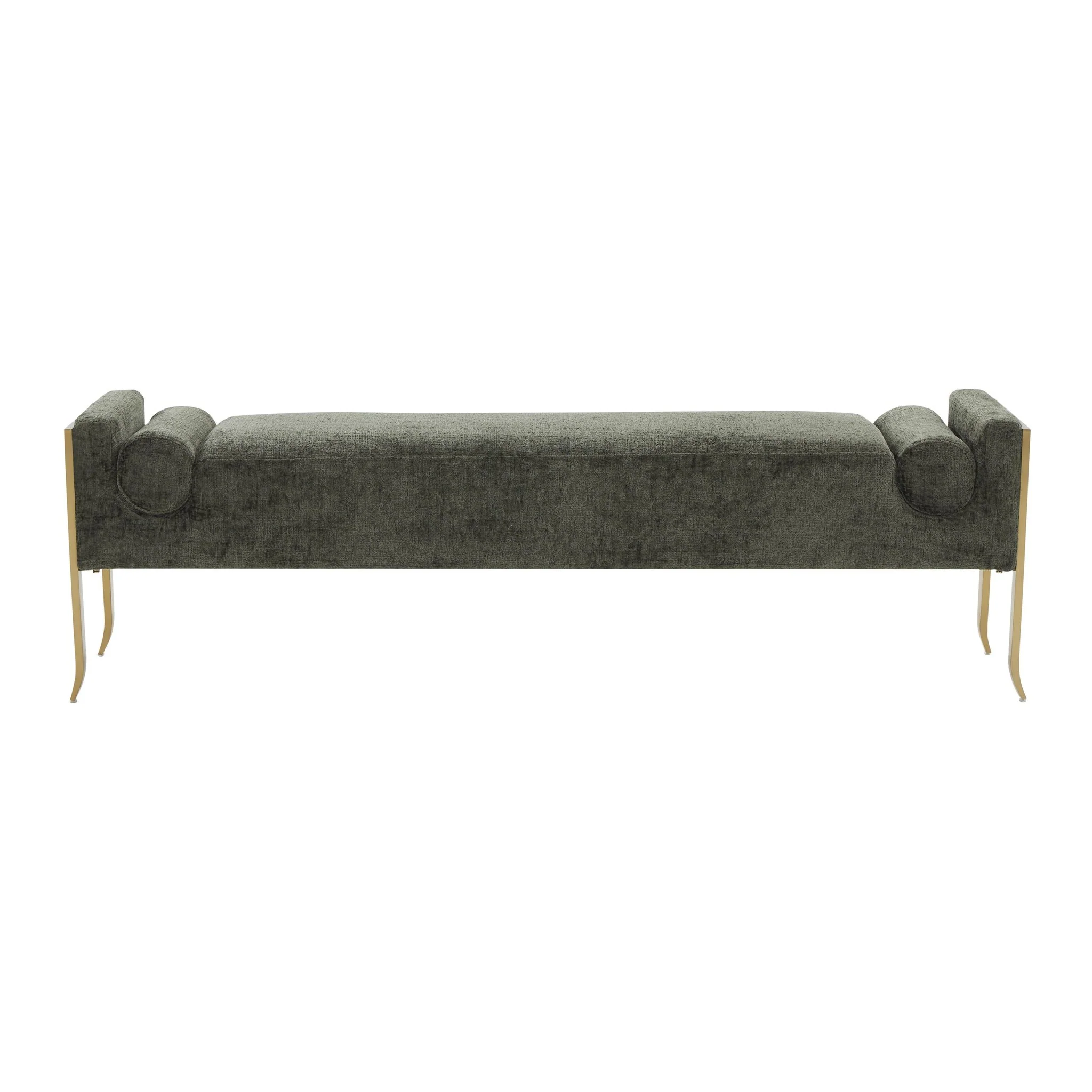 Ines Green Textured Velvet Bench - Image 3
