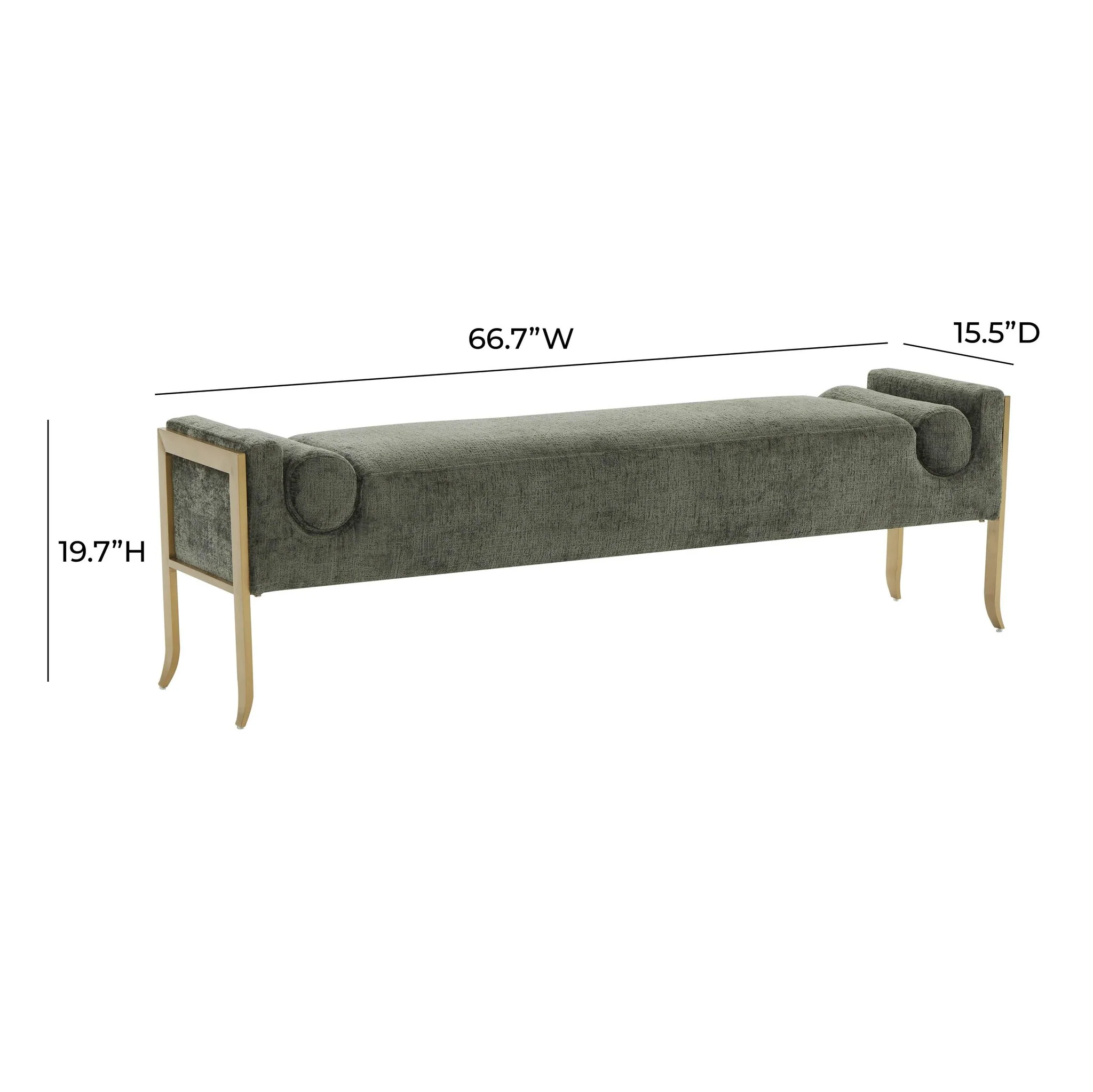 Ines Green Textured Velvet Bench - Image 6