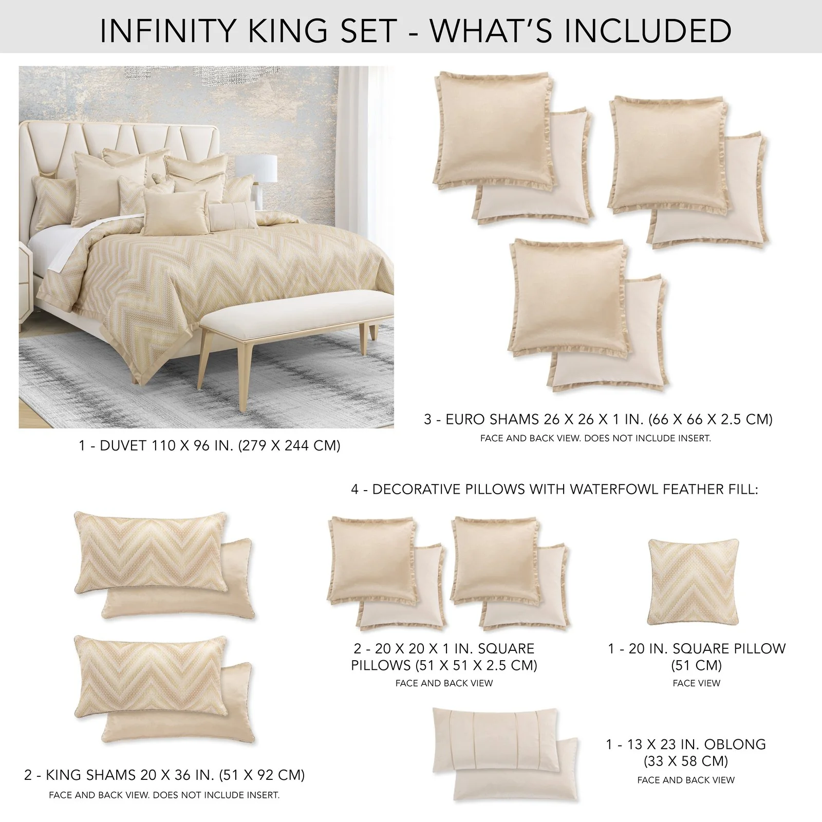 Infinity 10-Piece King Duvet Set - Gold - Image 18