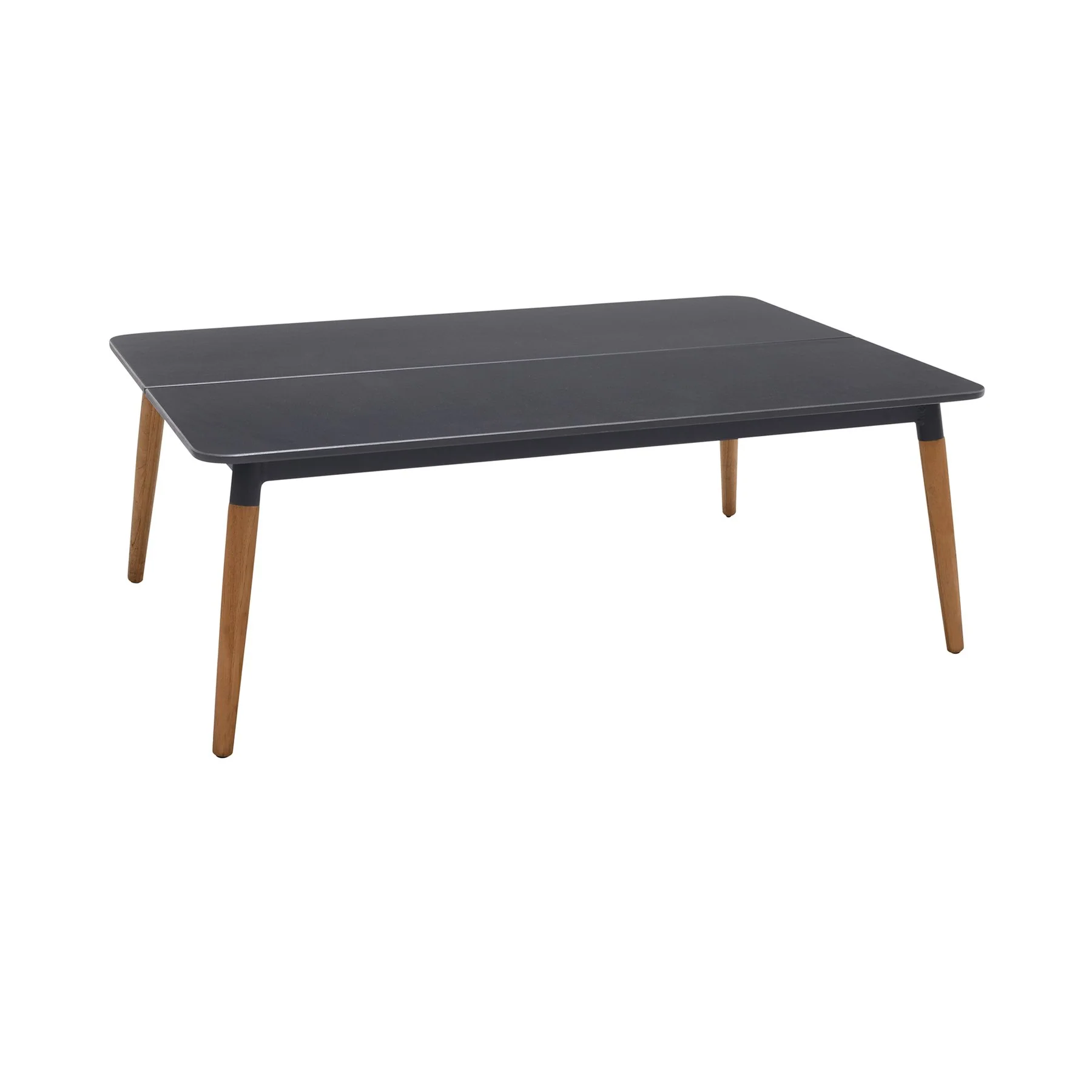 Ipanema Outdoor Dark Gray Rectangular Coffee Table with Teak Legs - Image 2
