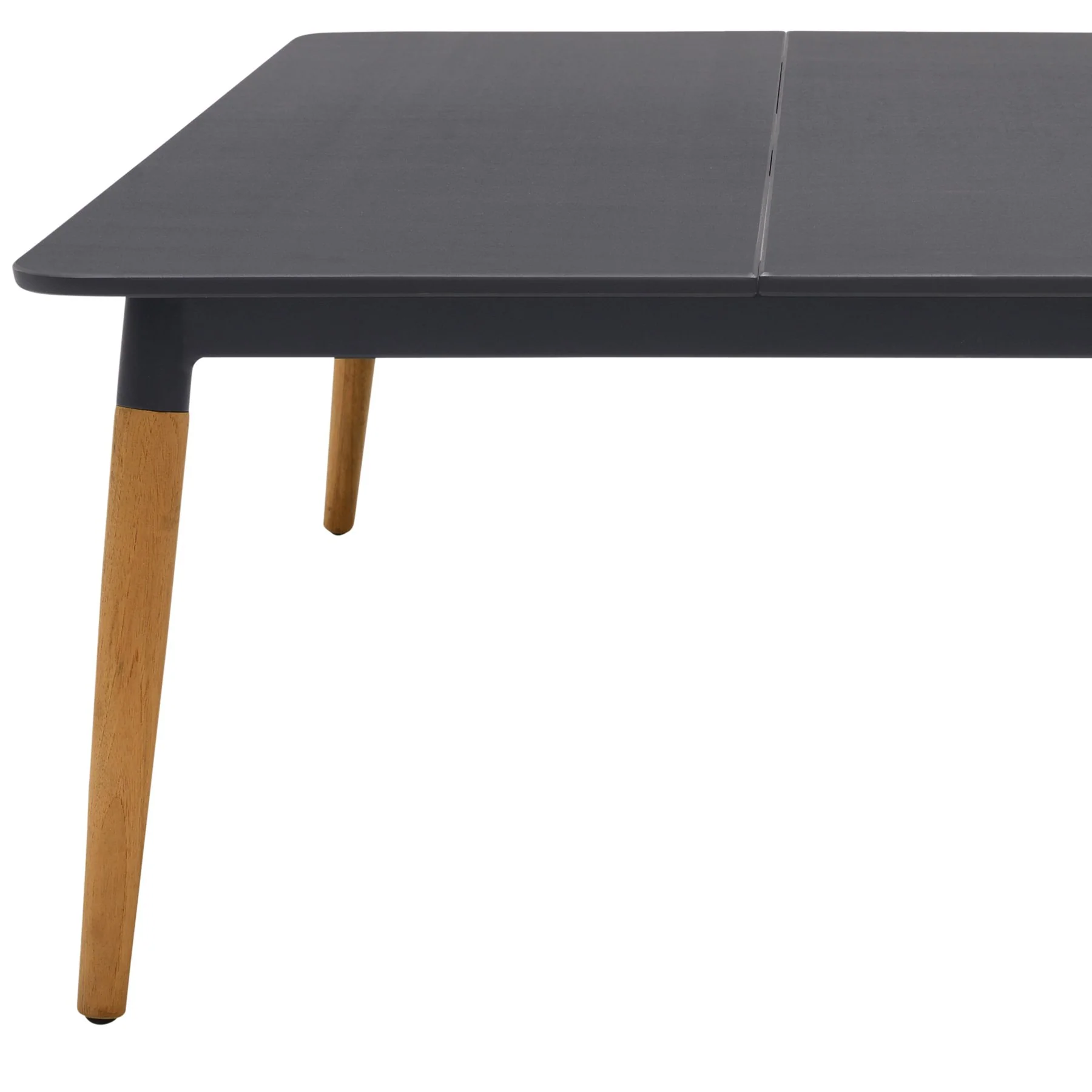 Ipanema Outdoor Dark Gray Rectangular Coffee Table with Teak Legs - Image 5