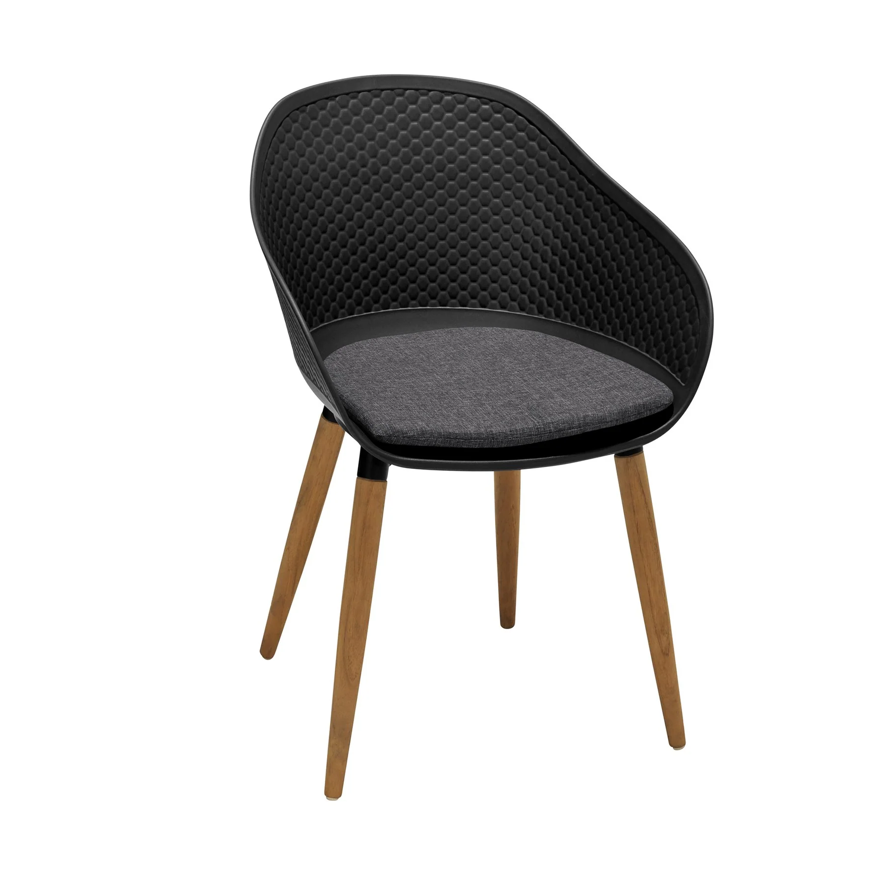 Ipanema Outdoor Dining Chair with Teak Legs and Dark Gray Olefin - Set of 2 - Image 2