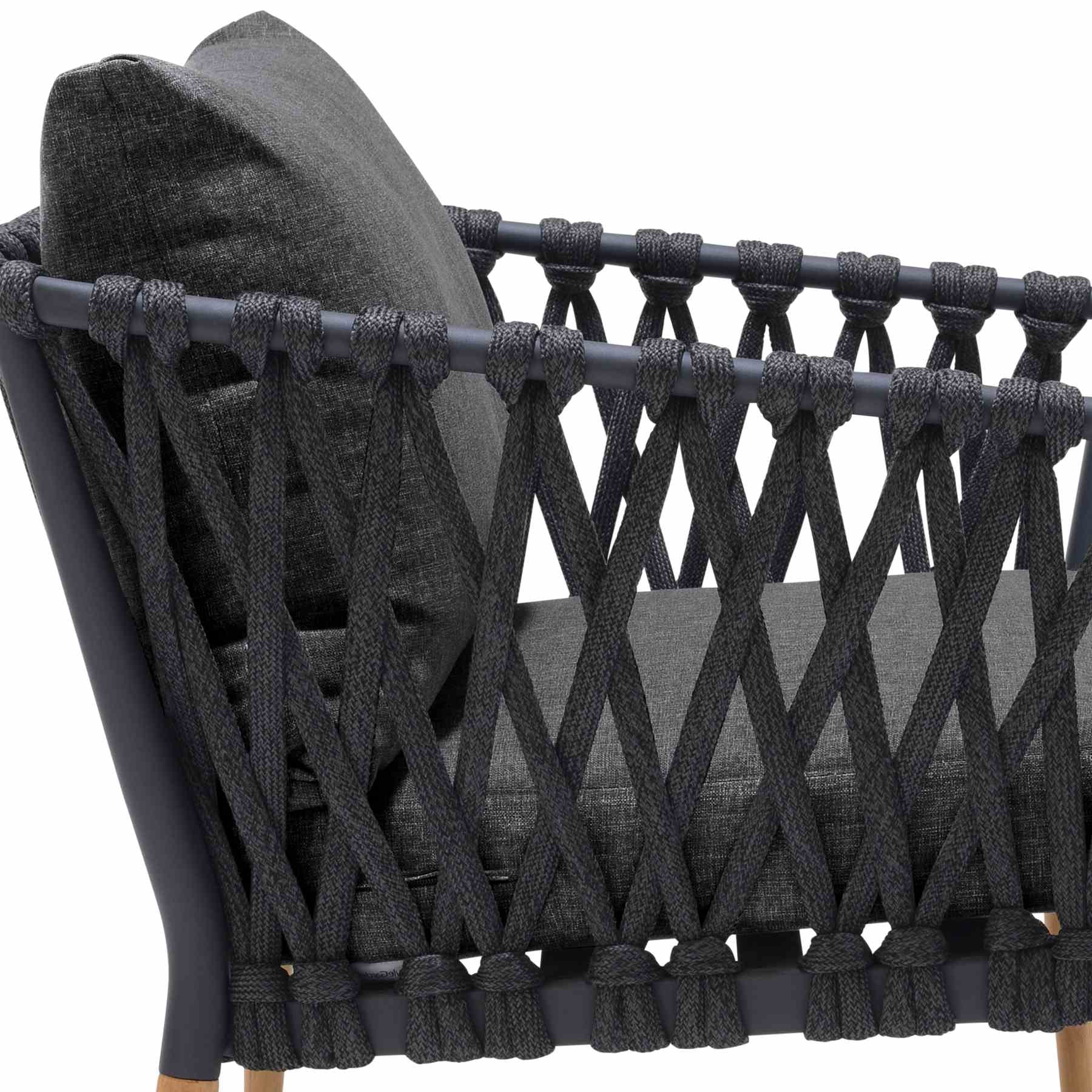 Ipanema Outdoor Teak Wood and Rope Lounge Chair with Dark Gray Olefin - Image 5