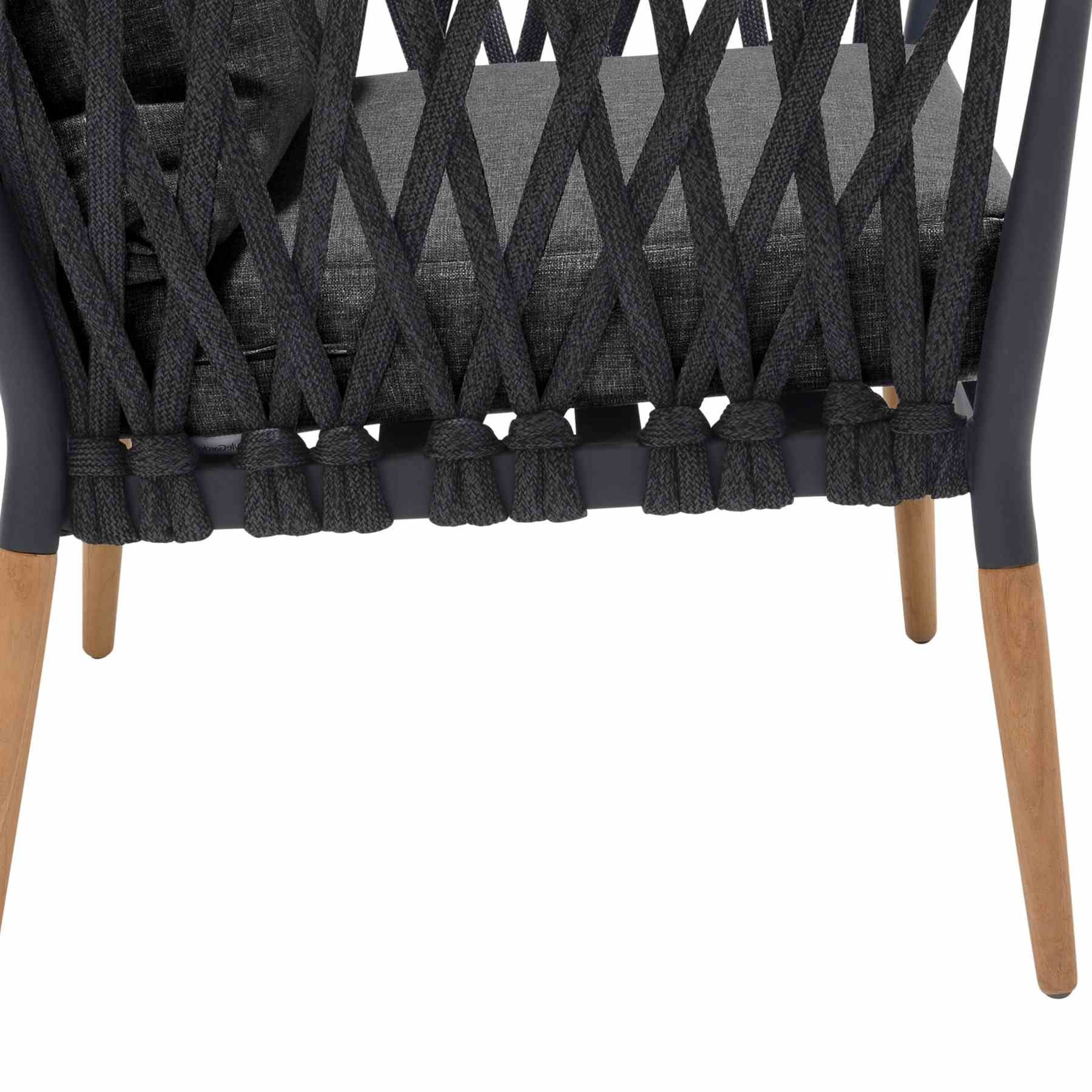 Ipanema Outdoor Teak Wood and Rope Lounge Chair with Dark Gray Olefin - Image 6