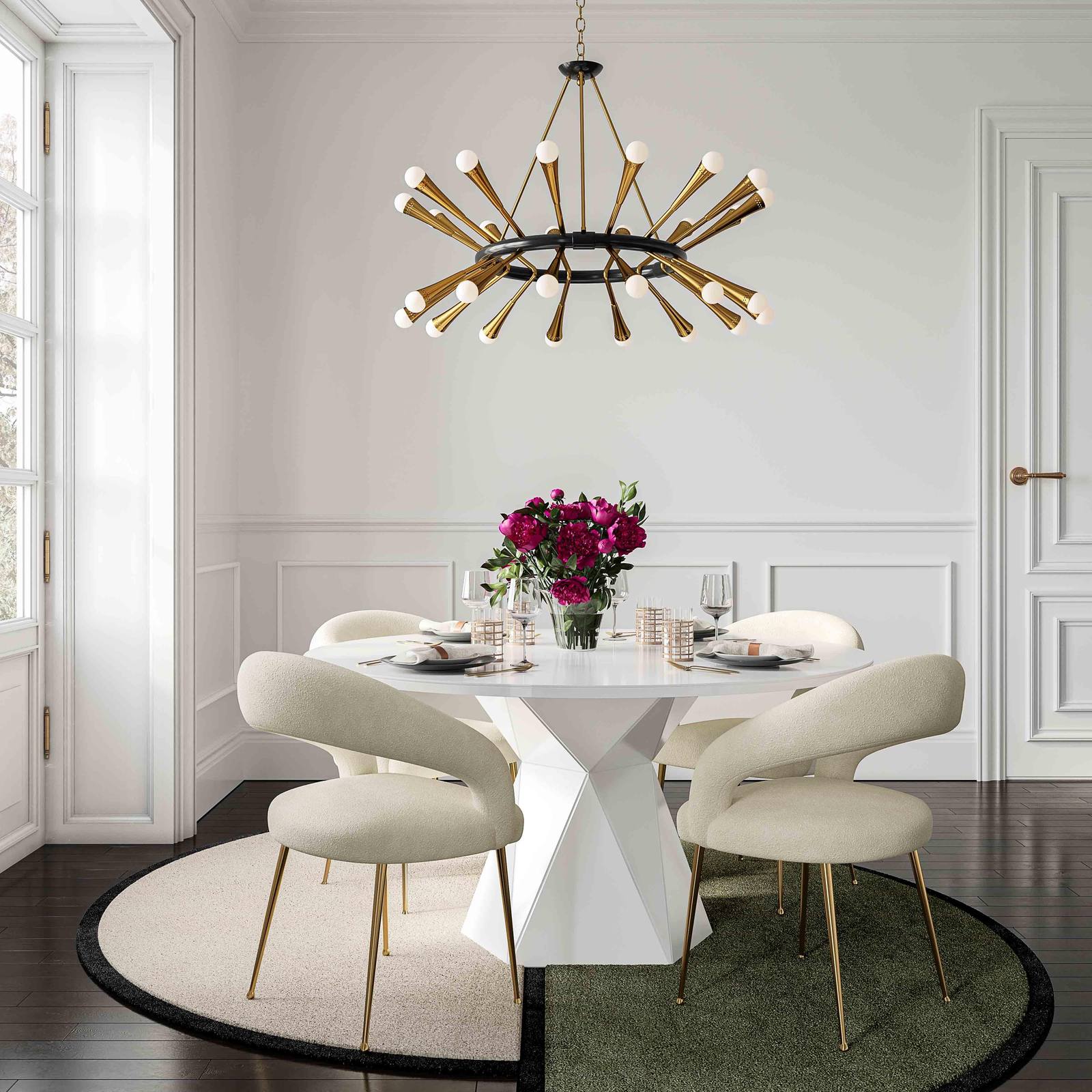Iris White Glass Dining Table - Image 2