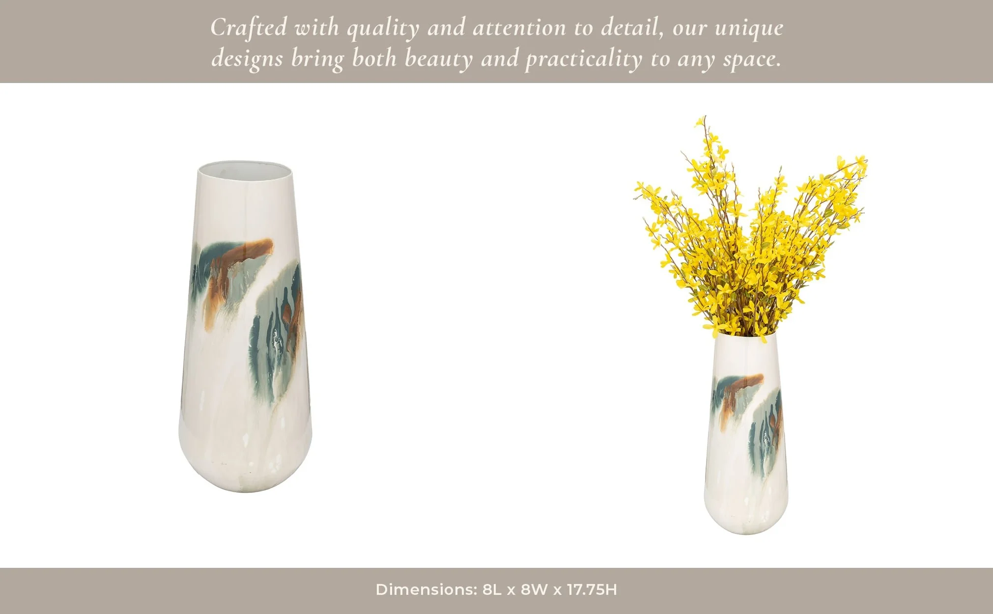 Iron,17"h,colored Stained Vase,white - Image 12