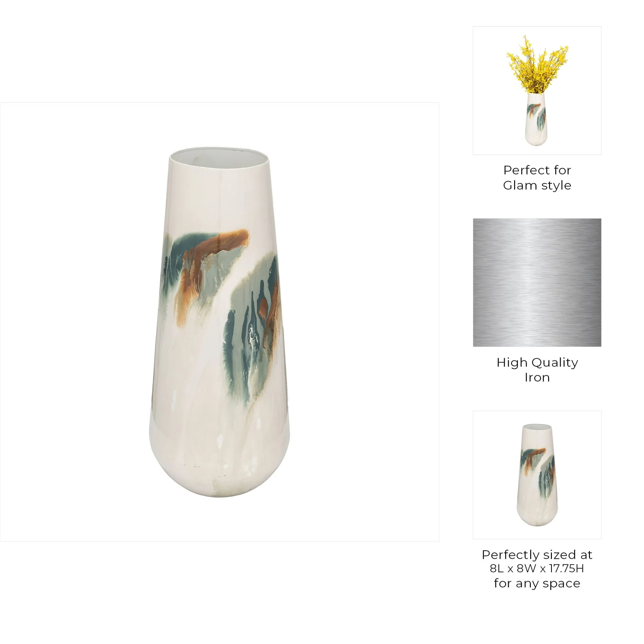 Iron,17"h,colored Stained Vase,white - Image 8