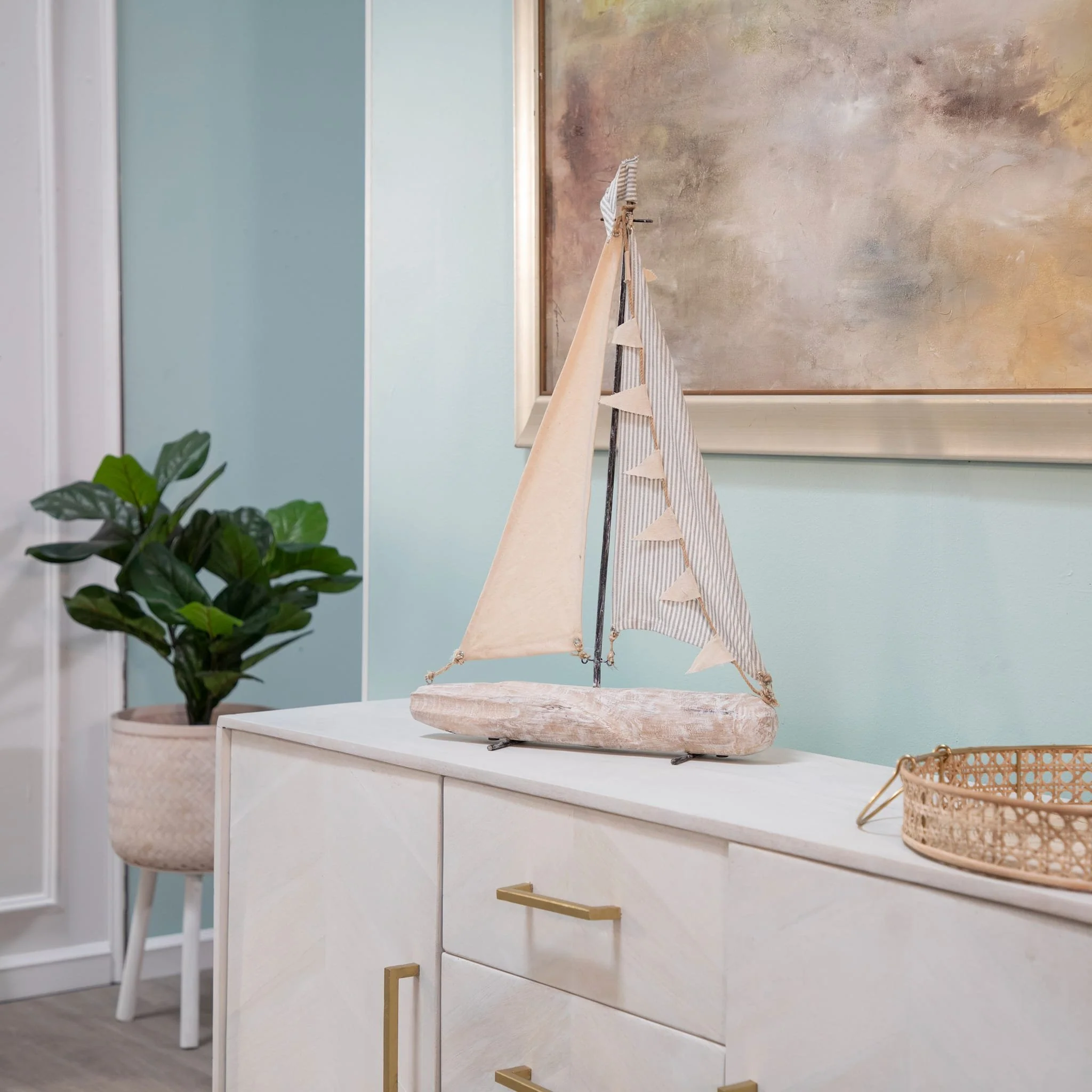 Iron 27" Sailboat W/ Cloth Sails, Multi - Image 8