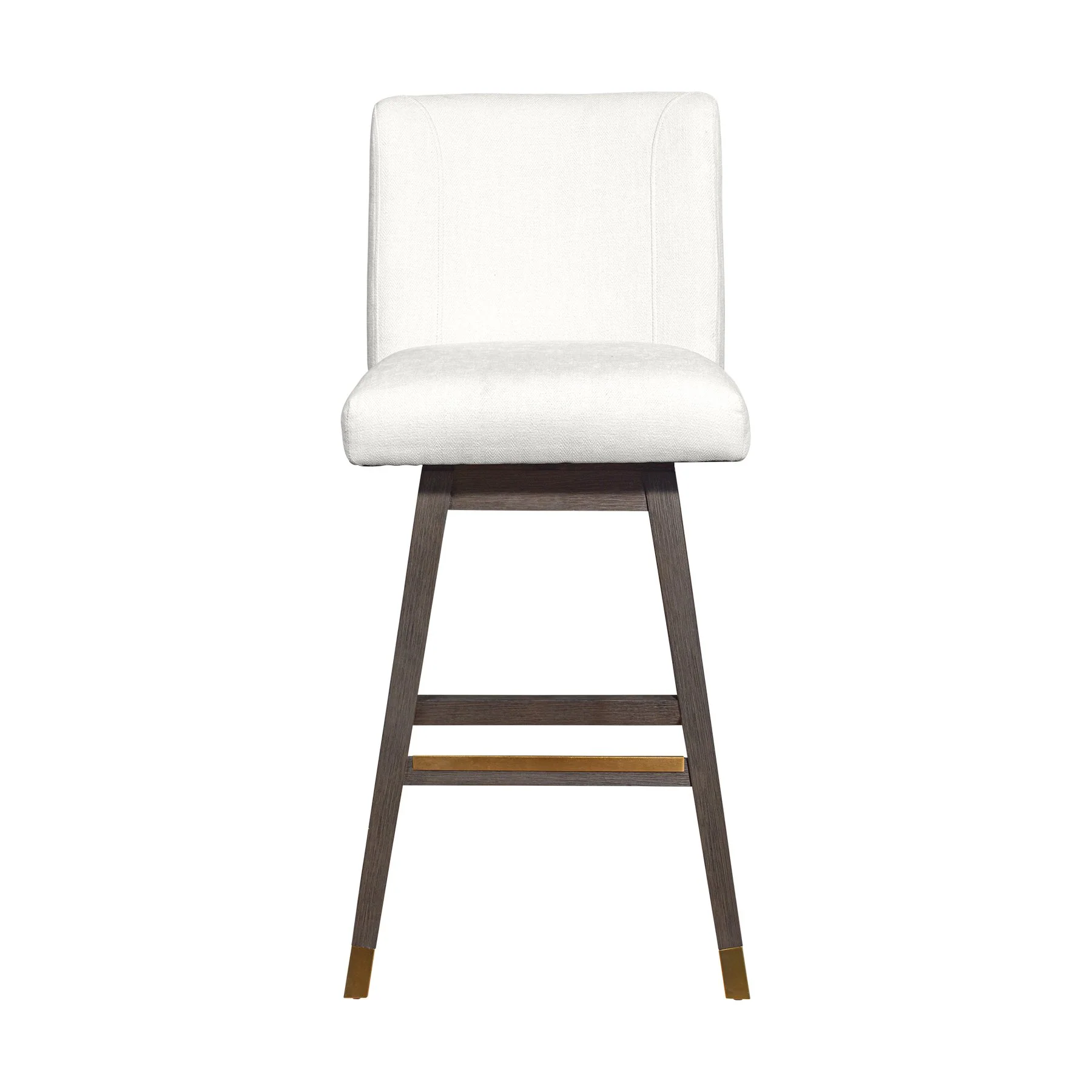 Isabella Swivel Bar Stool in Gray Oak Wood Finish with Pearl Fabric - Image 3