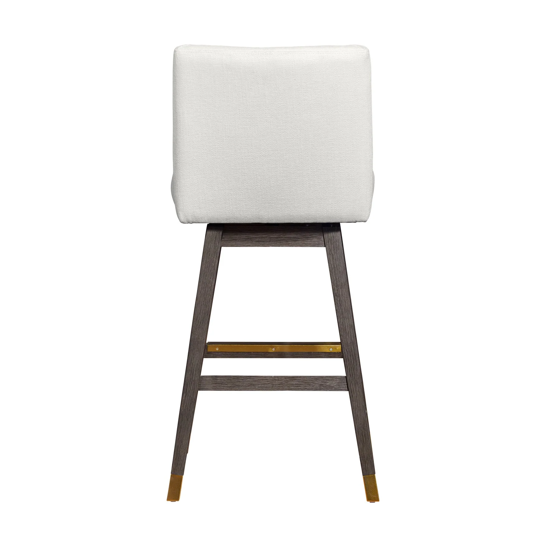 Isabella Swivel Bar Stool in Gray Oak Wood Finish with Pearl Fabric - Image 5