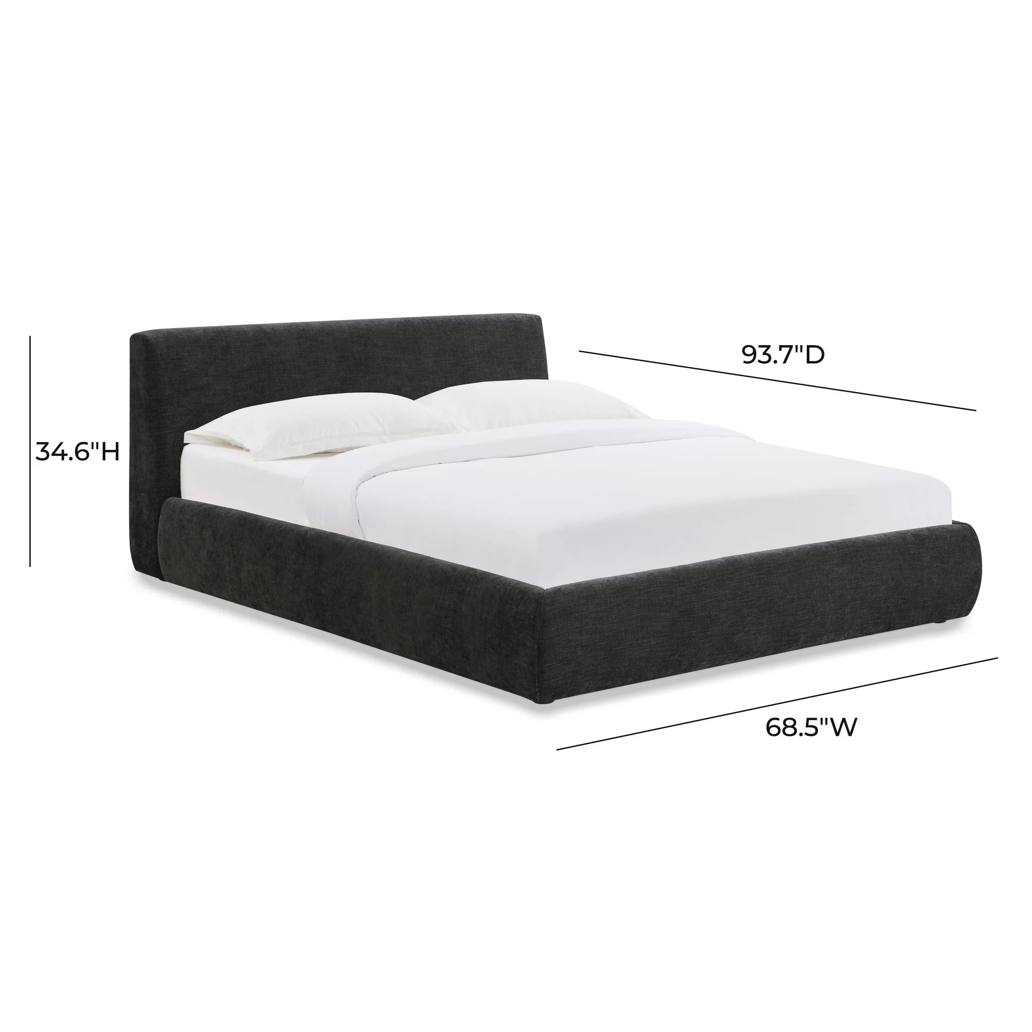Isla Charcoal Textured Velvet Queen Bed - Image 8