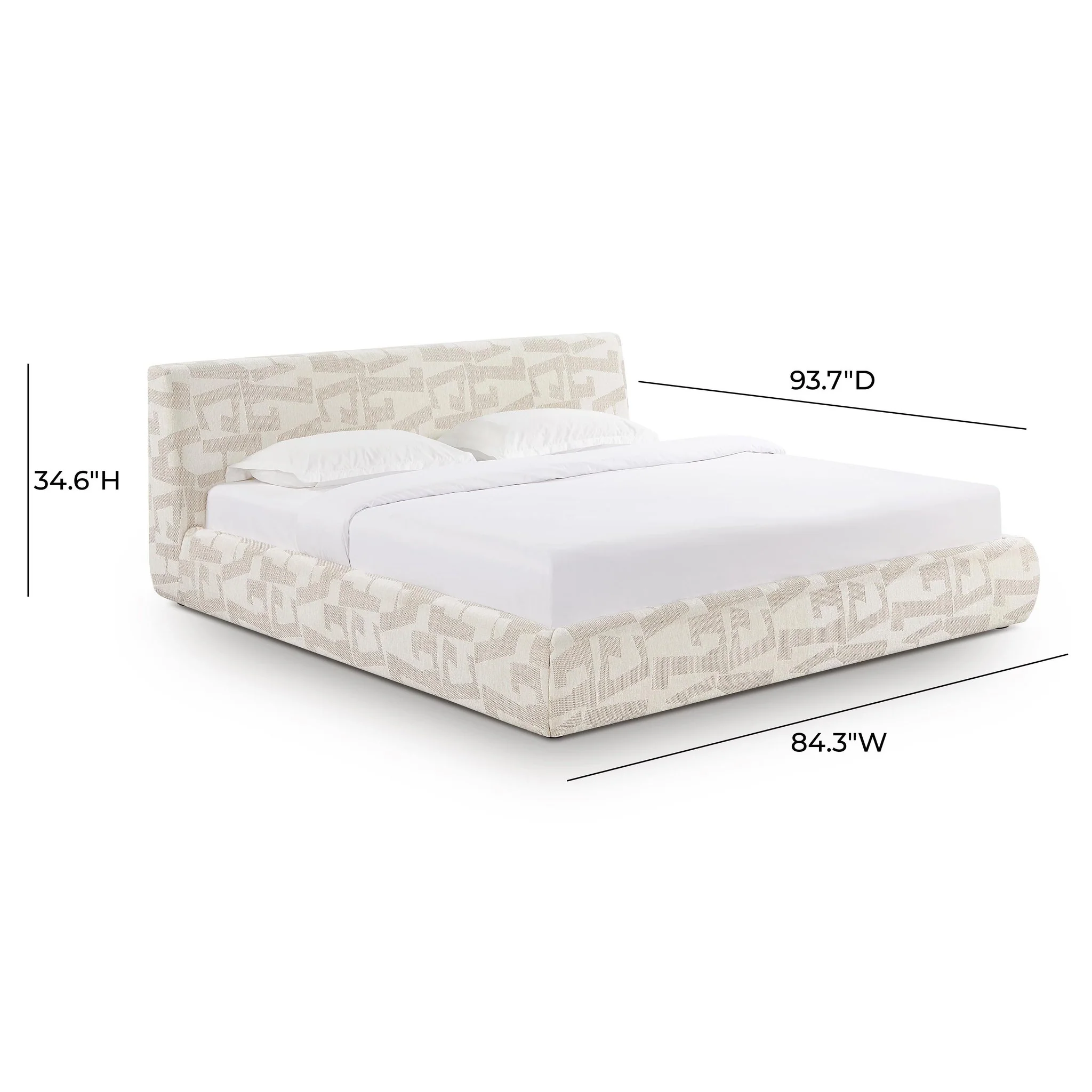 Isla Cream Jacquard Pattern King Bed - Image 10